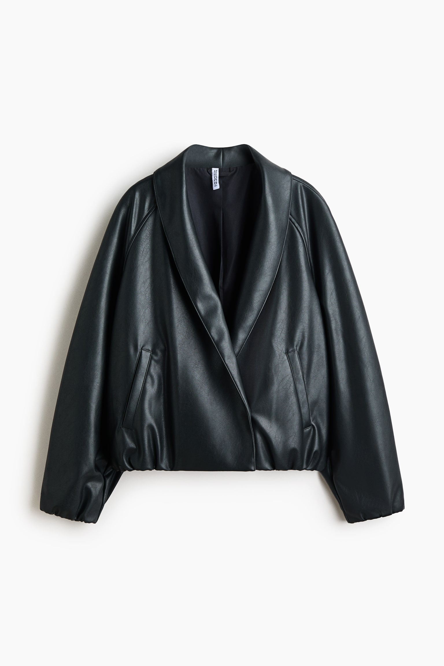 Veste en tissu enduit avec col châle - Noir/Rouge vif - 1