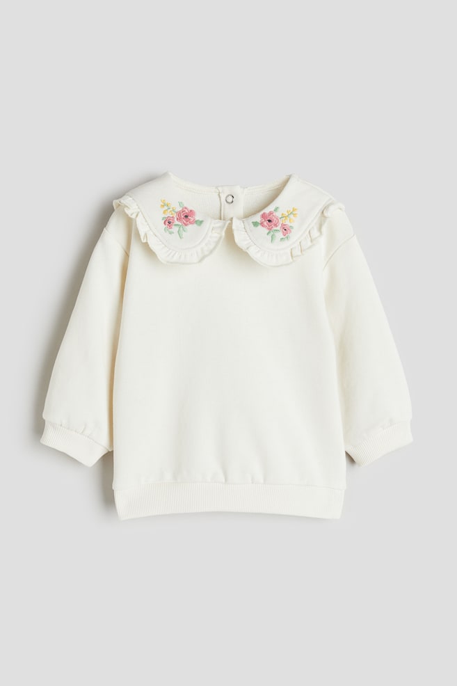 Embroidered-motif top - Cream/Flowers - 1