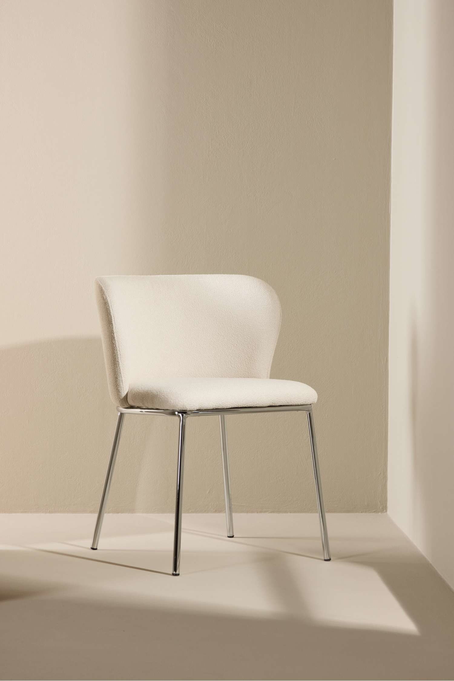 Chaise De Salle À Manger Bouclé, Lot De 2 - Bouclé, Blanc Cassé