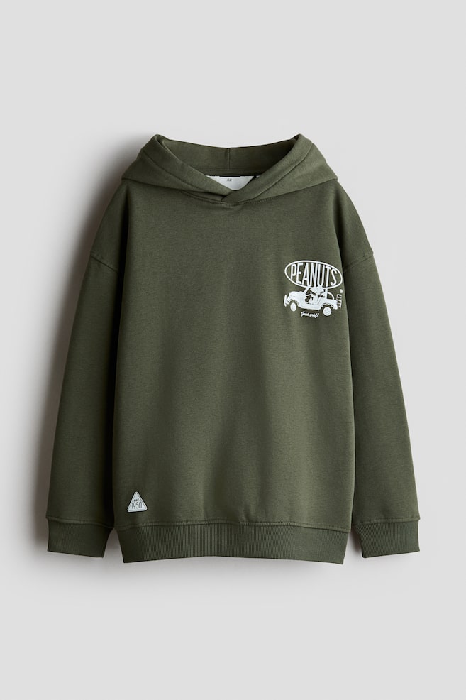 Printed brushed-inside hoodie - Verde oscuro/Snoopy/Negro/Minecraft - 1