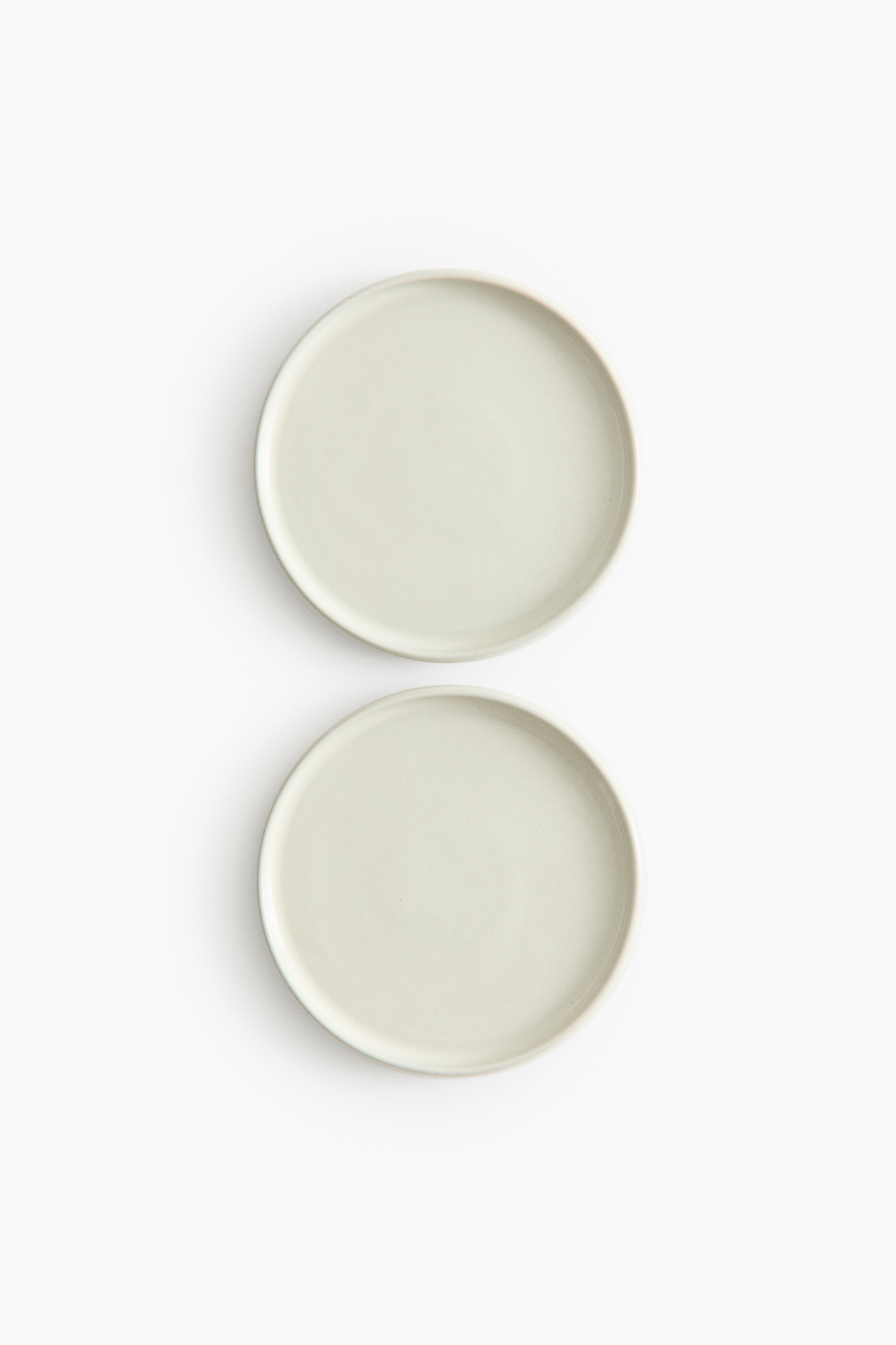 Lot de 2 petites assiettes en grès cérame - Blanc/Vert