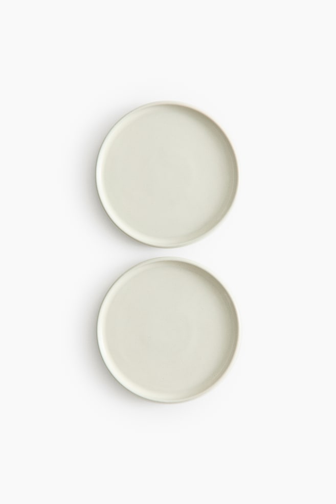 2-Pack Stoneware Appetizer Plates - White/Green - 1