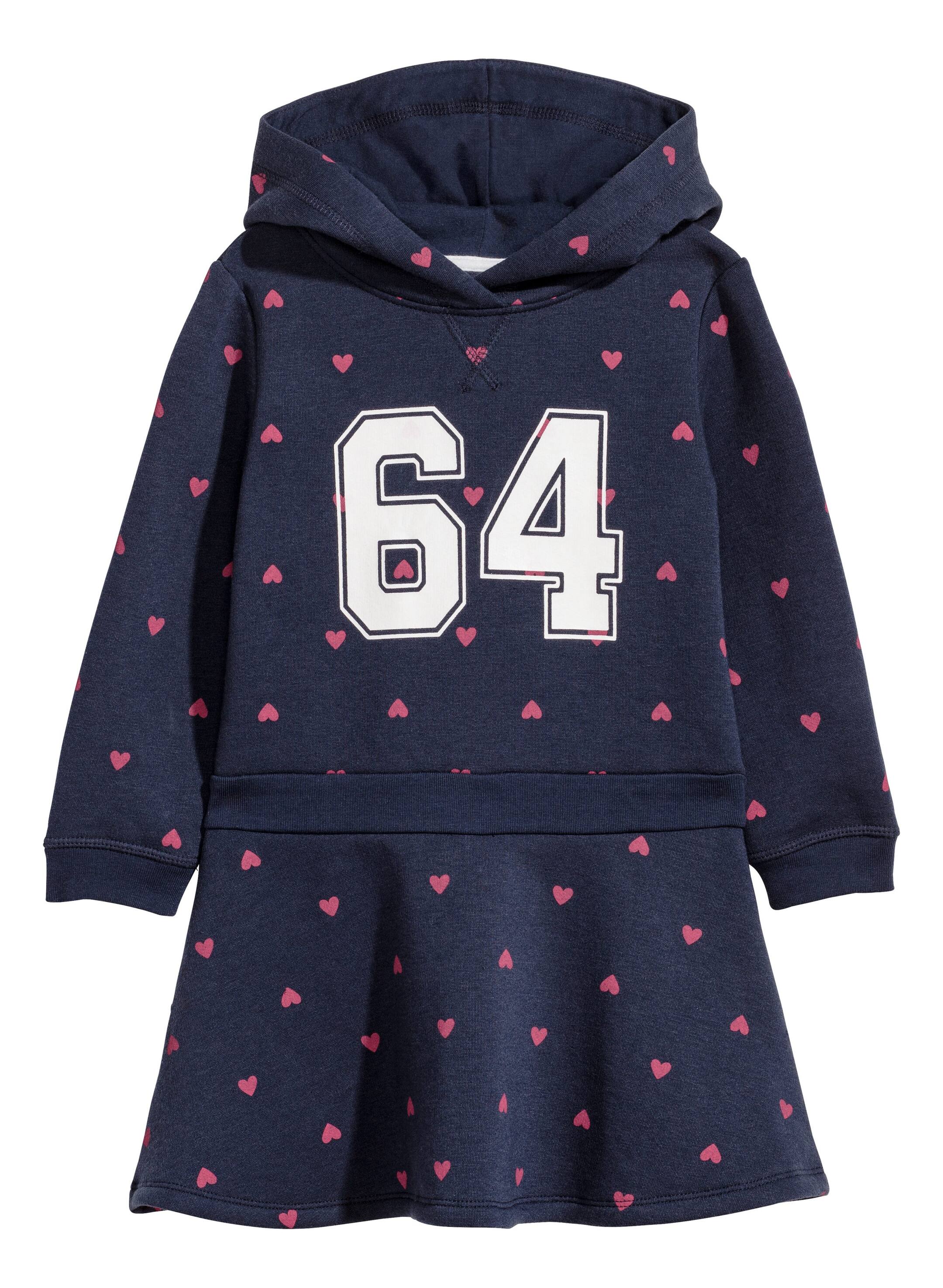 View larger image: Sweatshirt dress - Dark blue/Hearts - Kids | H&M GB 1