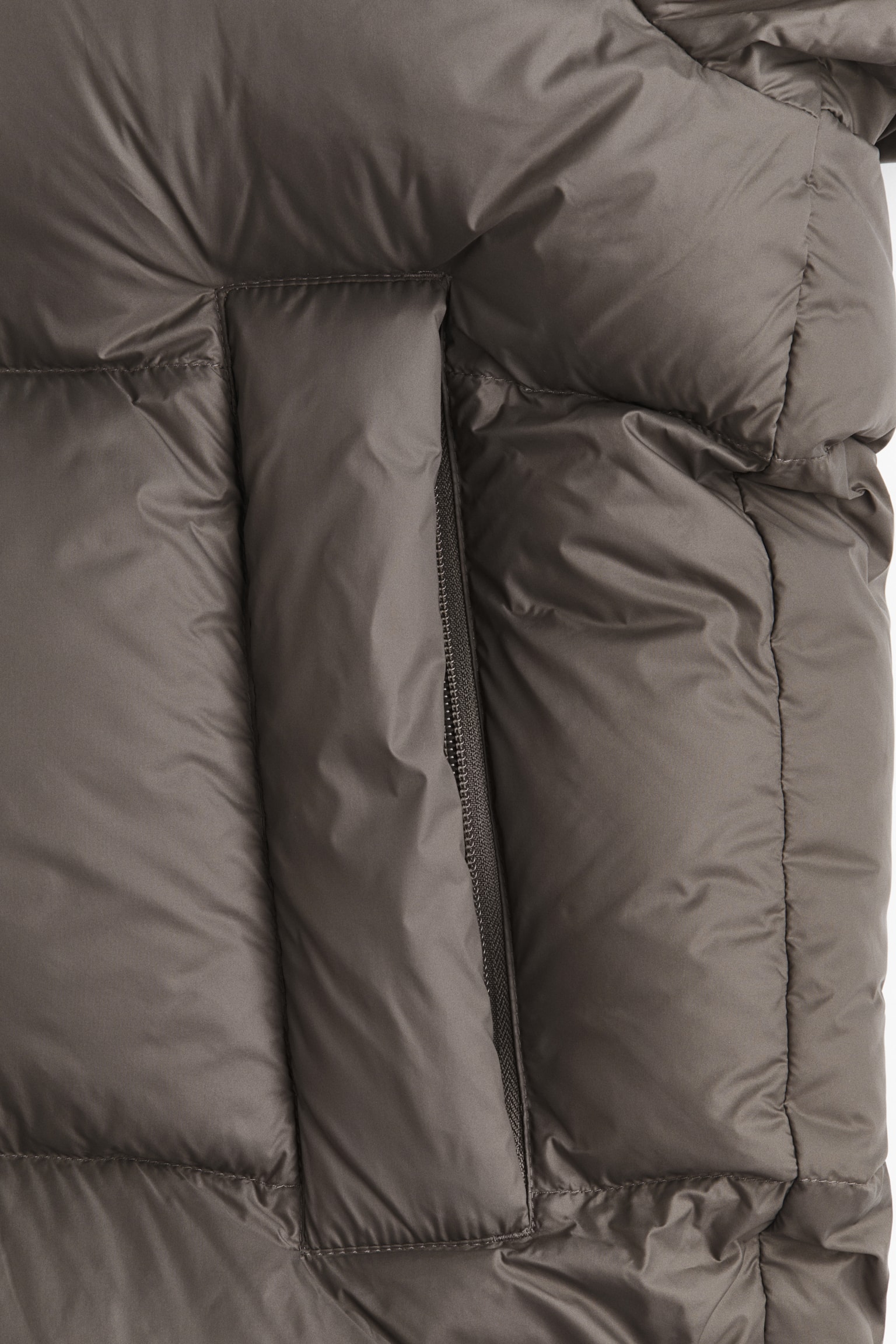 Hooded down puffer jacket - Dark greige/Dark brown/Black - 6