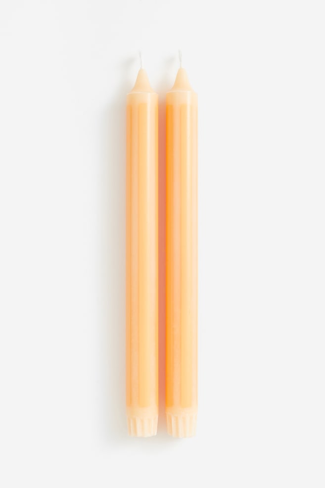 2-pack striped candles - Orange/Striped/Beige/Striped - 1