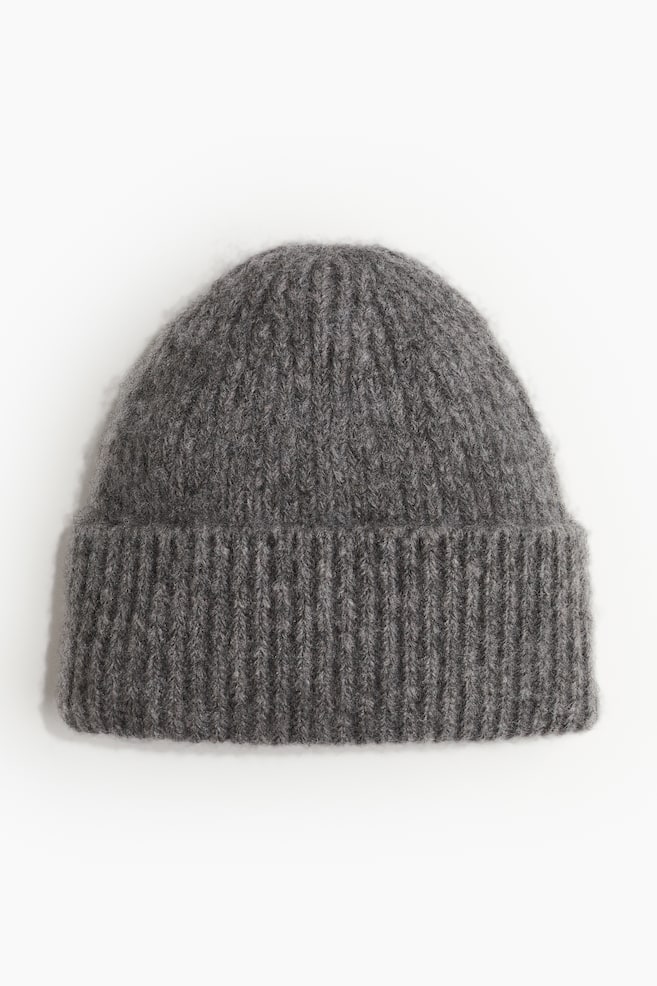 Rib-knit beanie - Dark grey/Black/White - 1