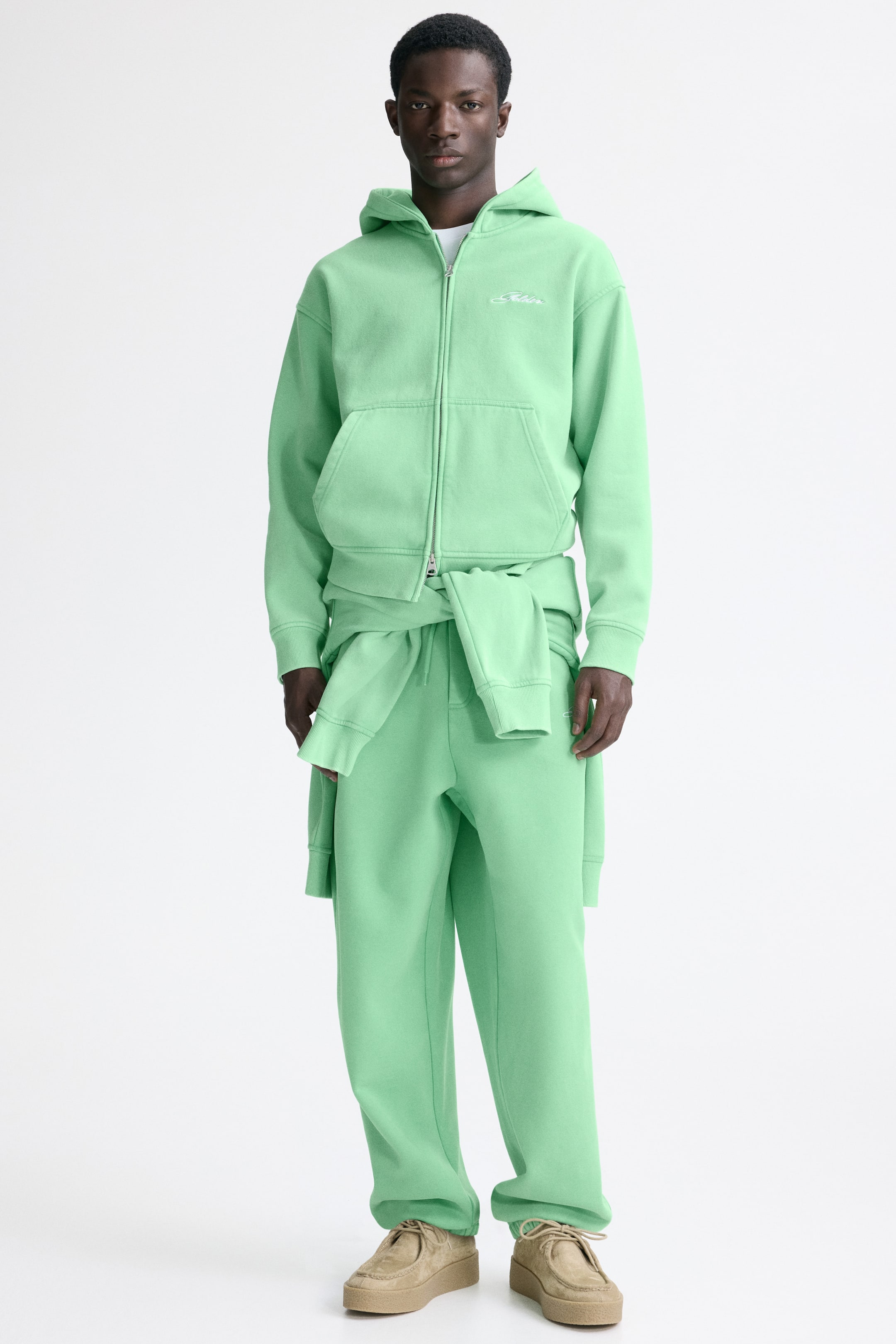 View larger image: Loose-Fit Boxy Hooded Jacket - Bright green/Golden - Men | H&M US 1