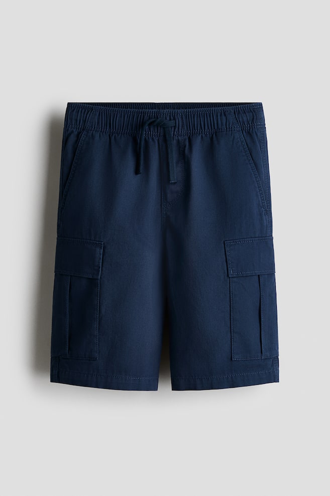 Cotton Twill Cargo Shorts - Navy blue - 1