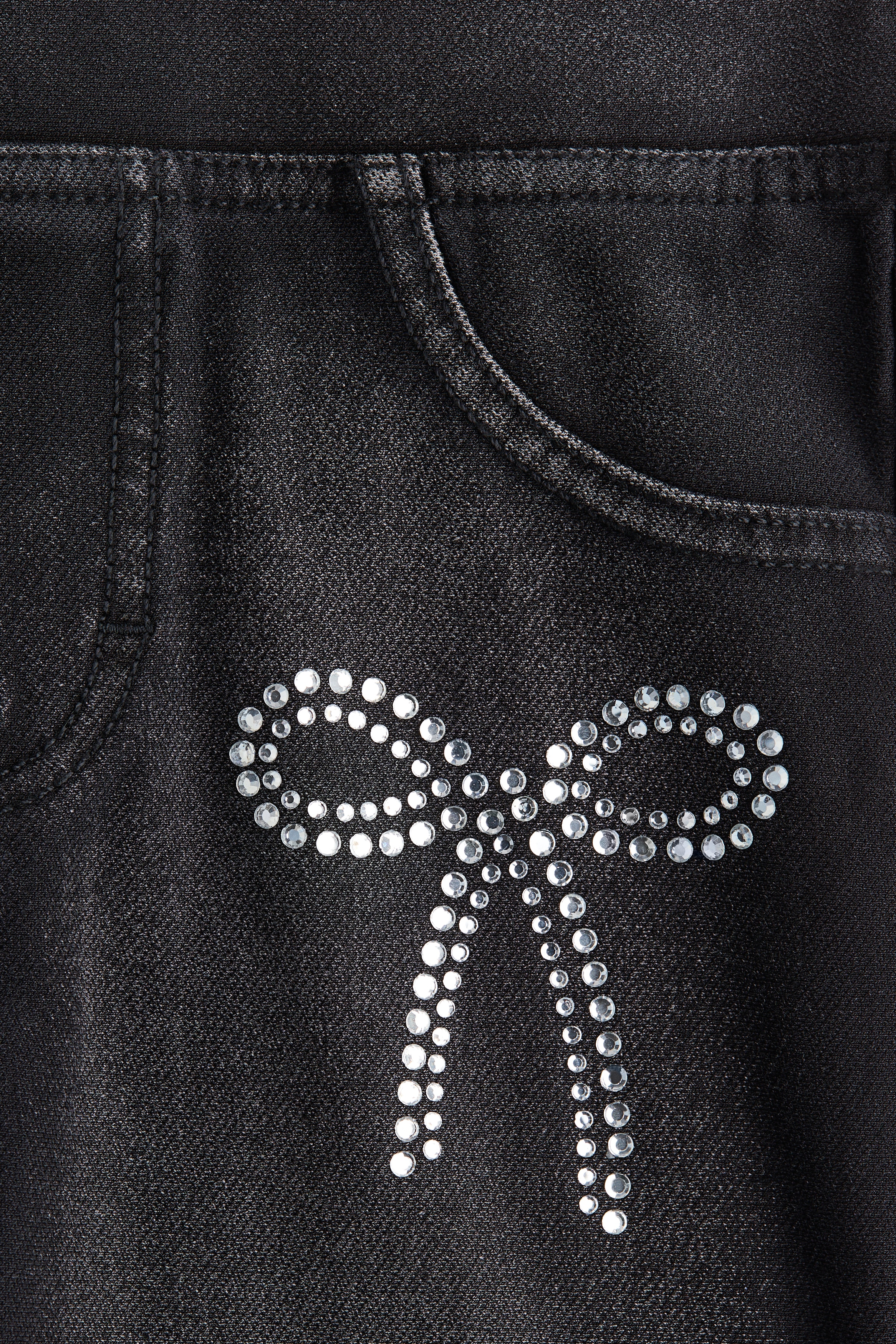 Rhinestone-Embellished Flared Jeggings