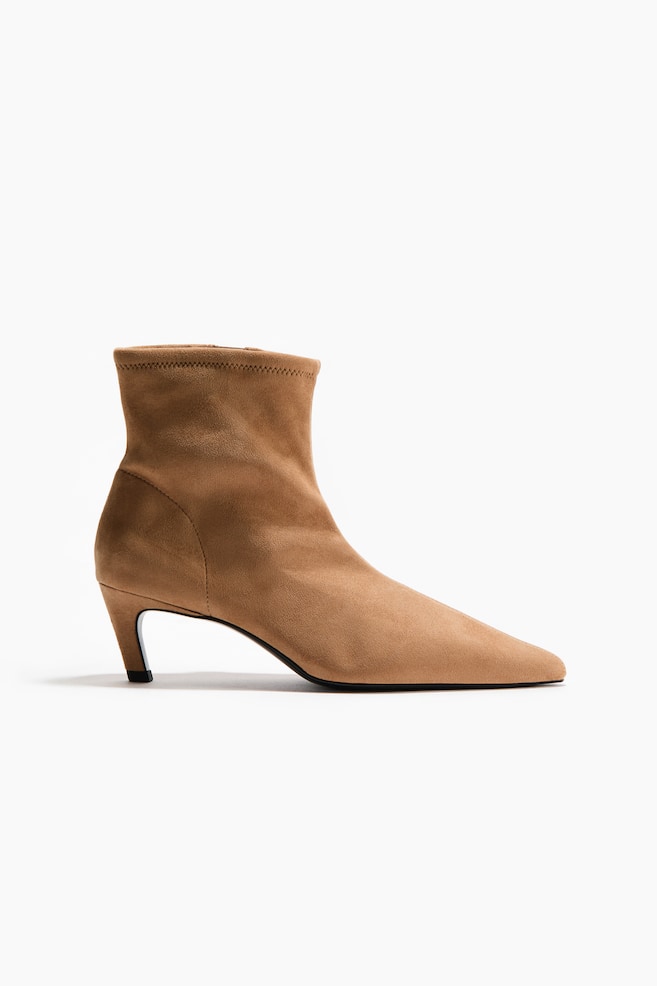 Heeled Sock Boots - Beige/Light beige/Dark brown - 1