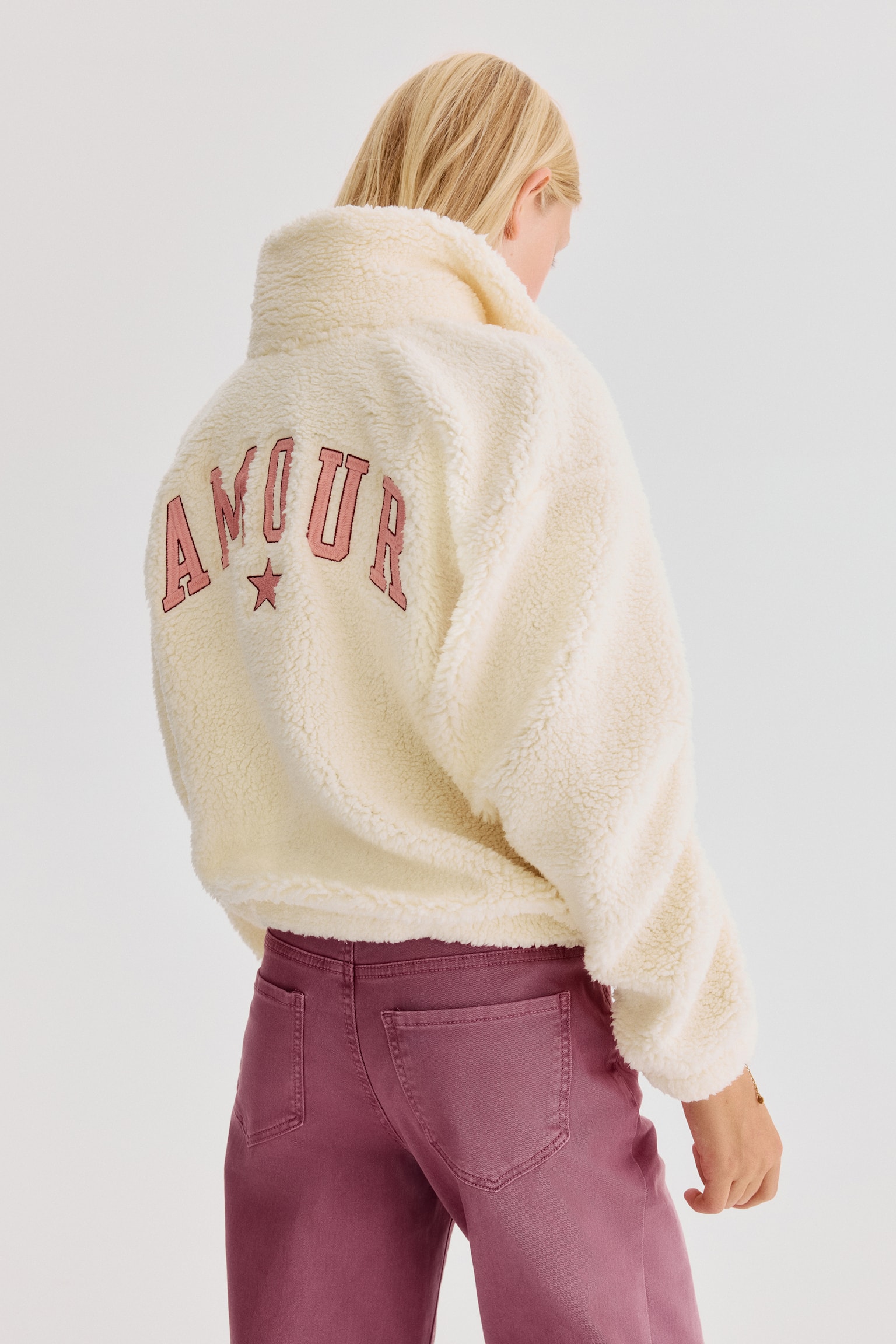 Детская куртка H&M Loose-Fit Teddy Fleece, цвет: Кремовый — фото 5