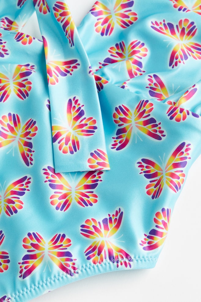 High-leg halterneck swimsuit - Turquoise/Butterflies/Bright green - 5