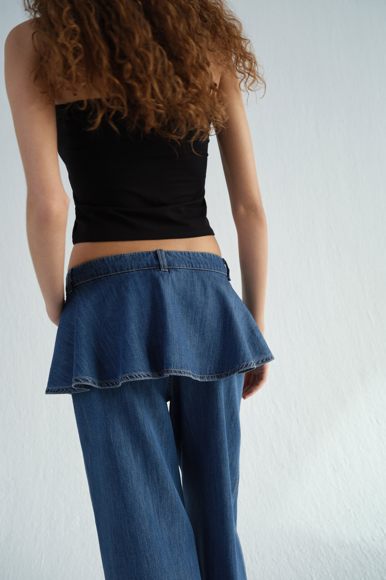 Wide High Waist Jeans - כחול ג'ינס - 7