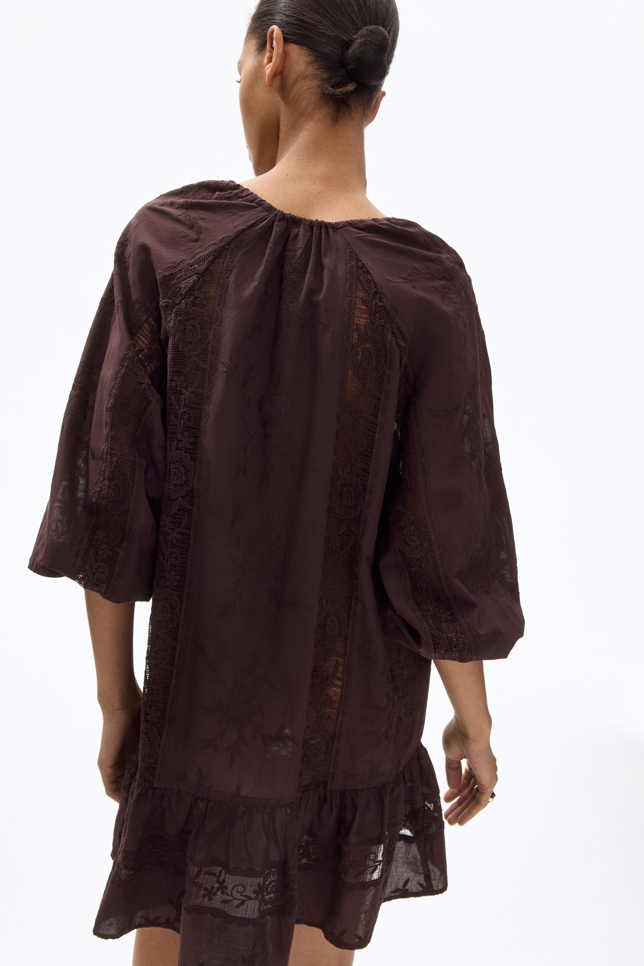 Lace-inset tunic dress