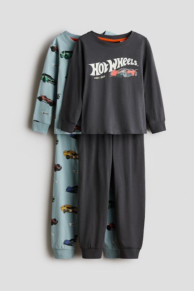 2-pack printed cotton pyjamas - Turquoise/Hot Wheels/Dusty green/Minecraft/Dusty blue/Cars/Dark blue/Superman/Dark red/Spider-Man - 1