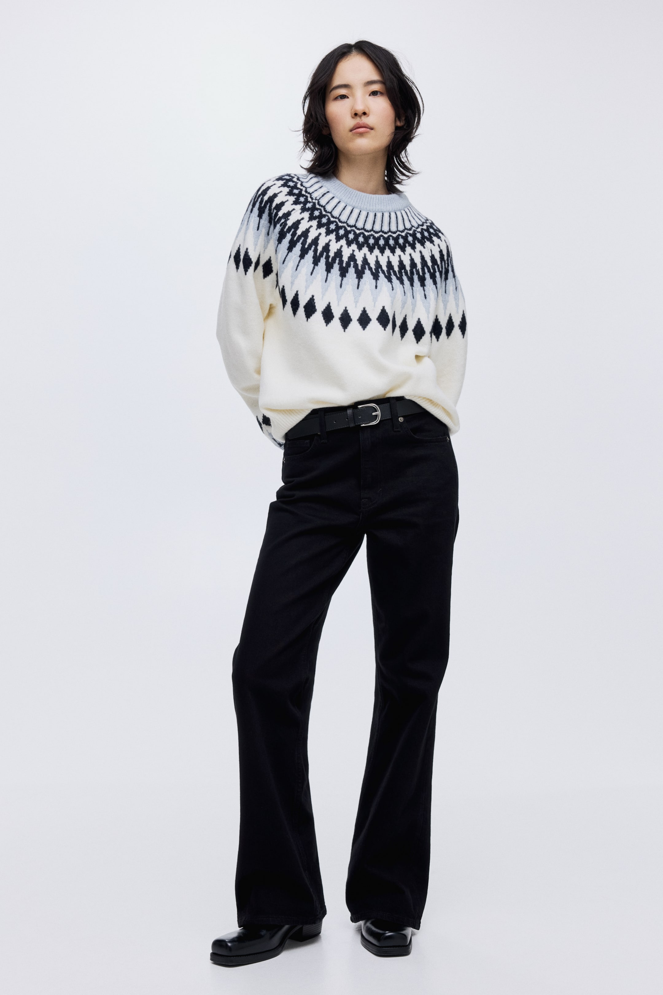 View larger image: Jacquard-knit jumper - Cream/Patterned - Ladies | H&M GB 2