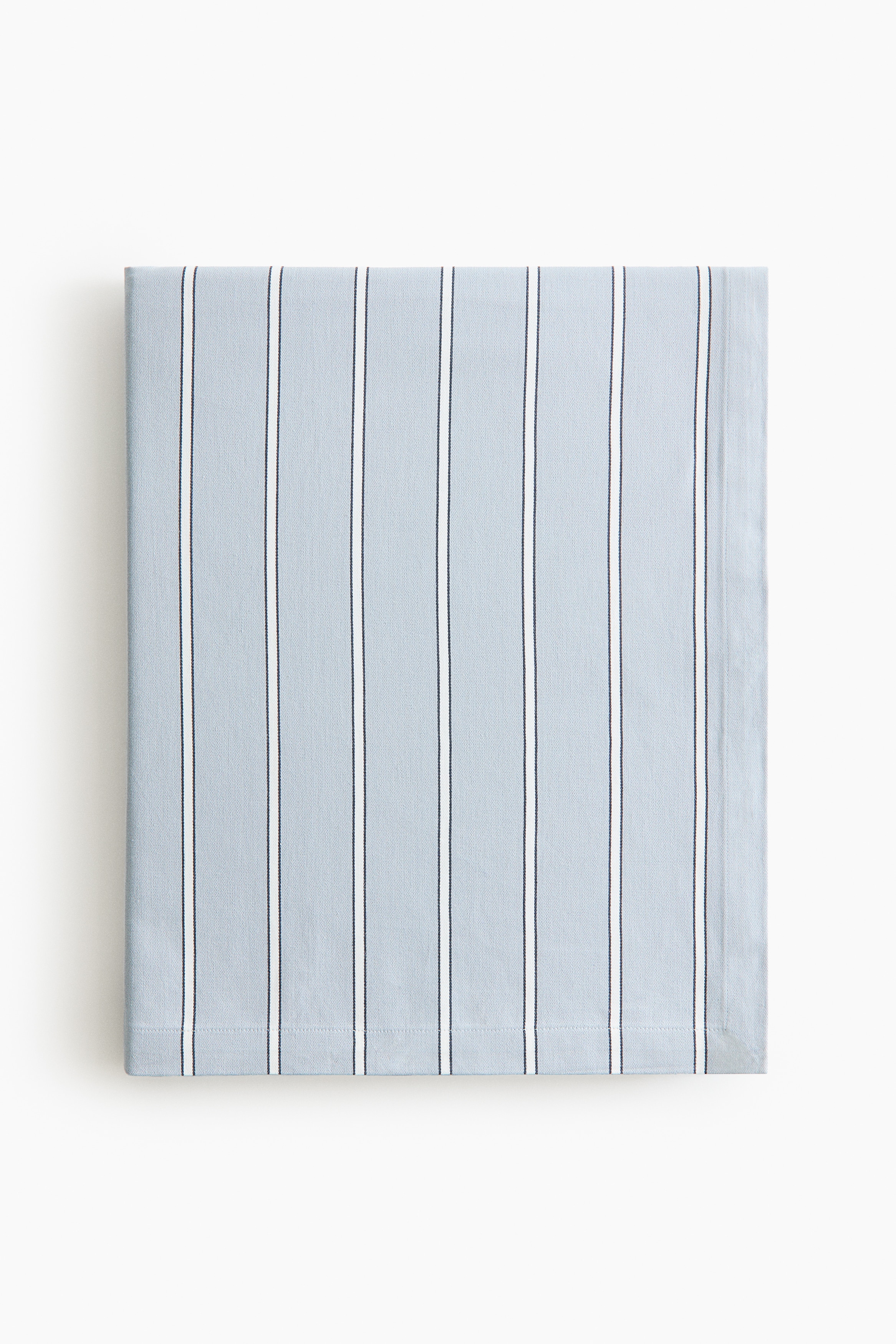 Gestreept tafelkleed van katoenen satinet - Dusty blauw/gestreept