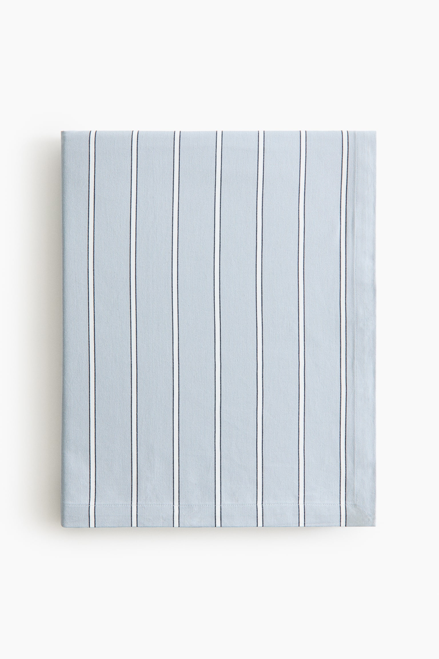 Striped Cotton Sateen Tablecloth - Dusty blue/striped/White/striped - 1