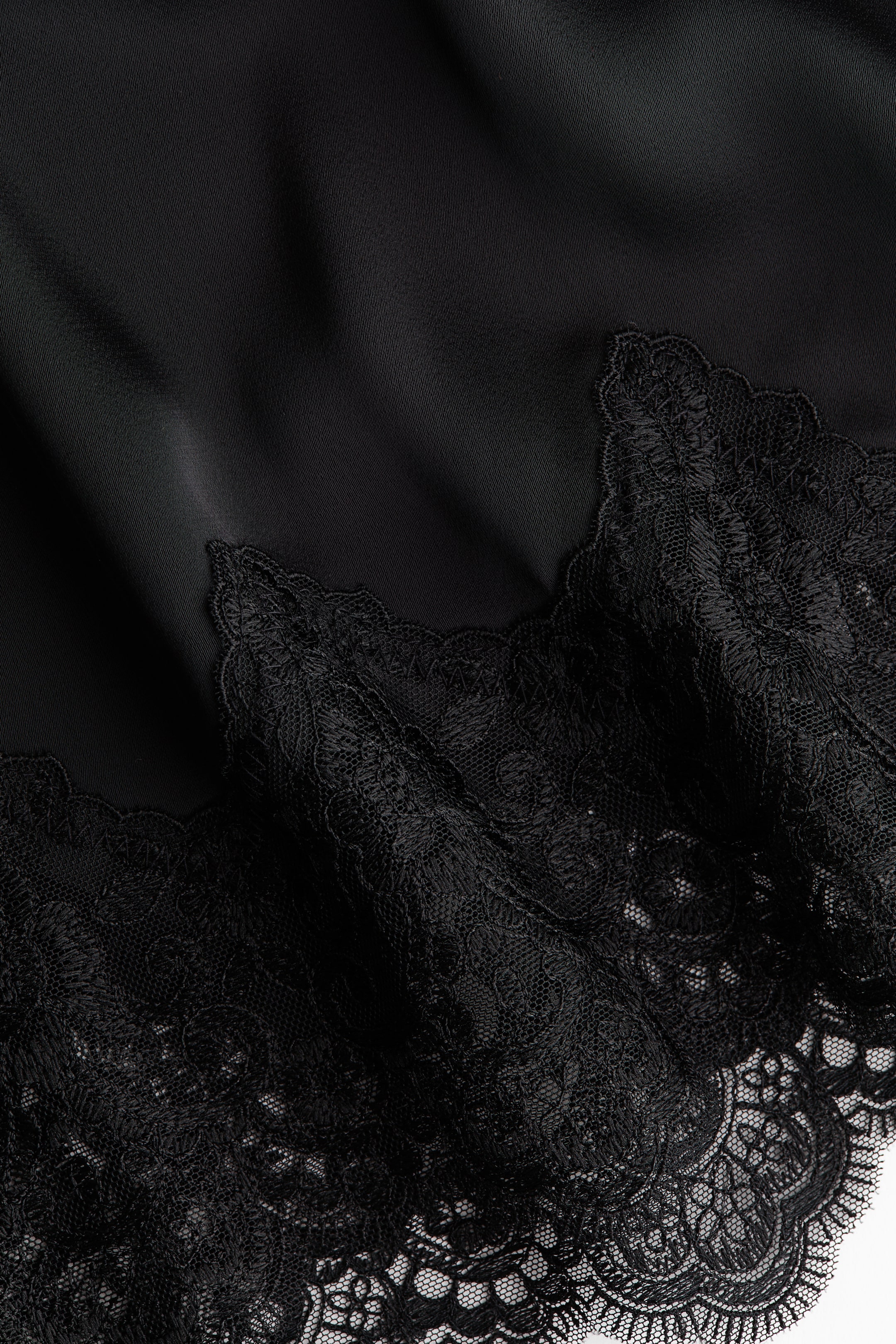 Lace-Trimmed Satin Pajama Shorts