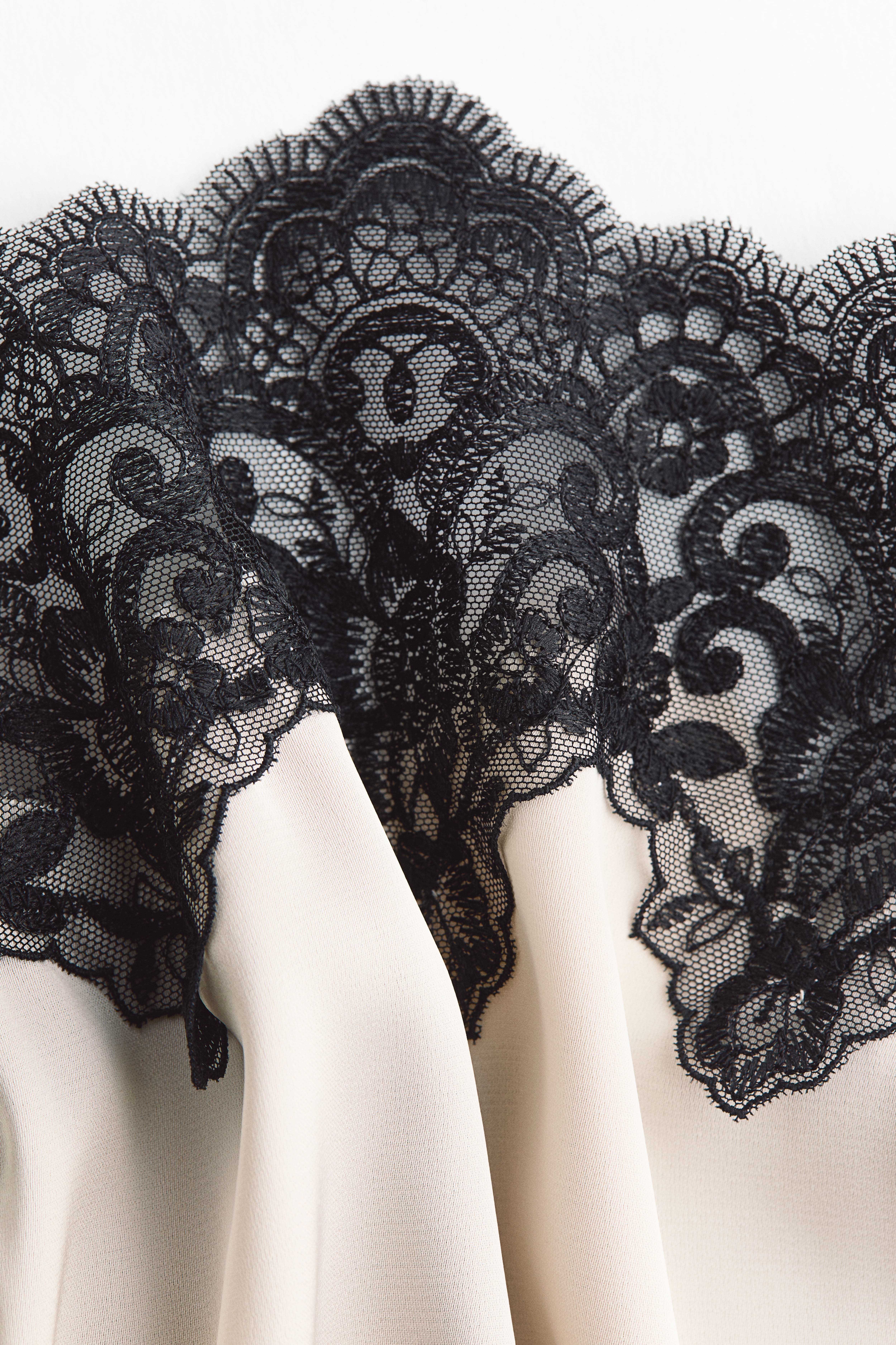 Lace-Trimmed Satin Pajama Top