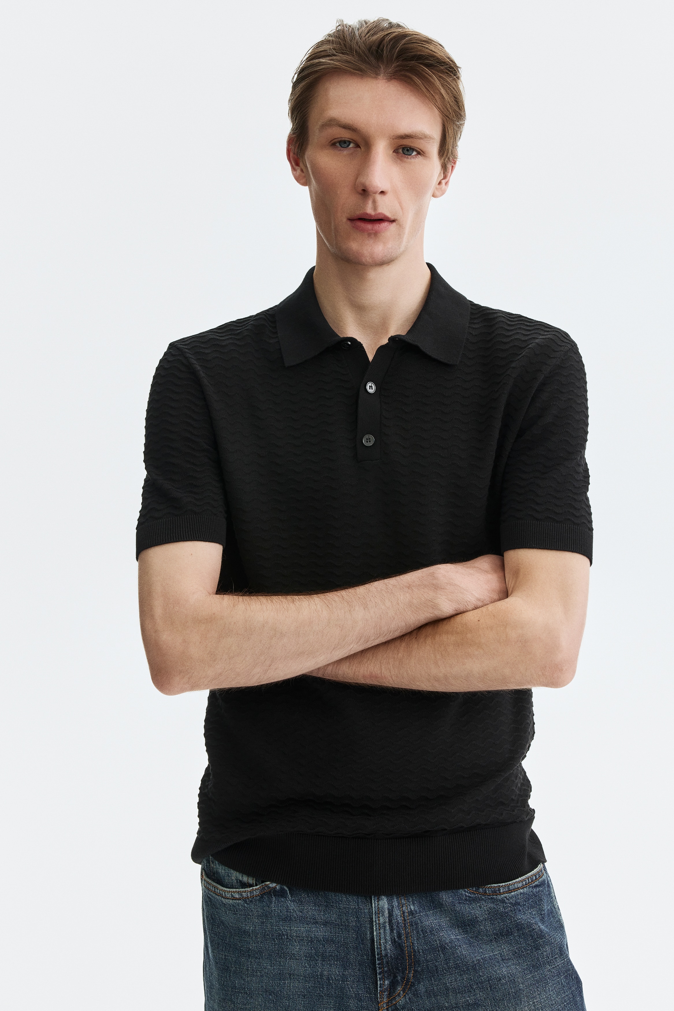 Polo majica Slim Fit-Crna