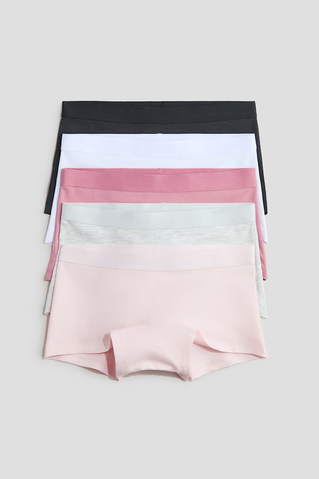Lot de 5 boxers en coton - Noir/blanc/rose/Rose ancien/pois/Bleu/fleuri/Rose ancien clair/fleuri/Gris/nœuds - 1