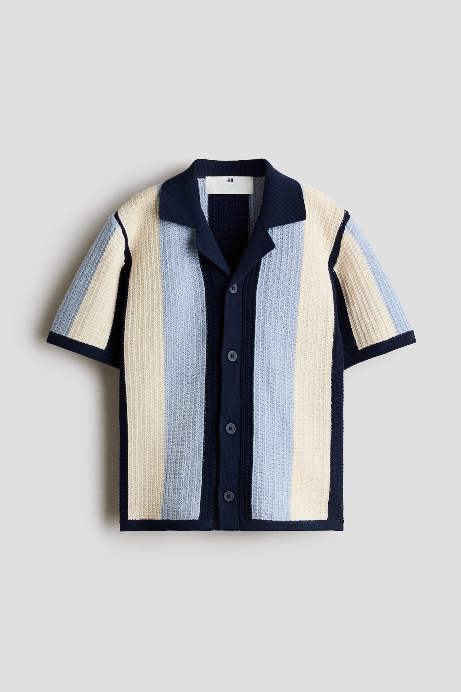 Детская рубашка H&M Textured-Knit Resort, цвет: Тёмно-синий — фото 1