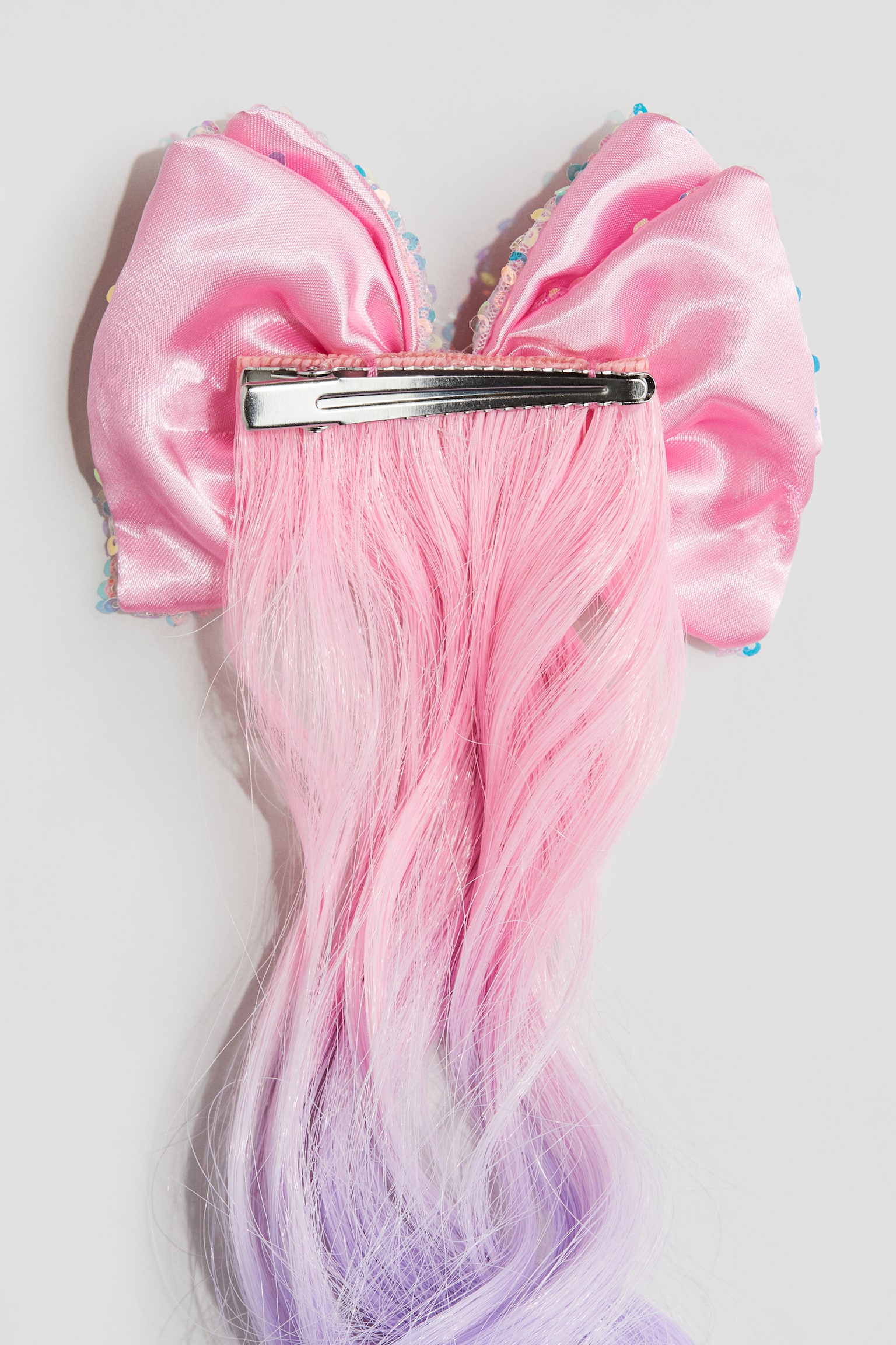 Hair clip with hair extensions - Pink/Light purple - 2