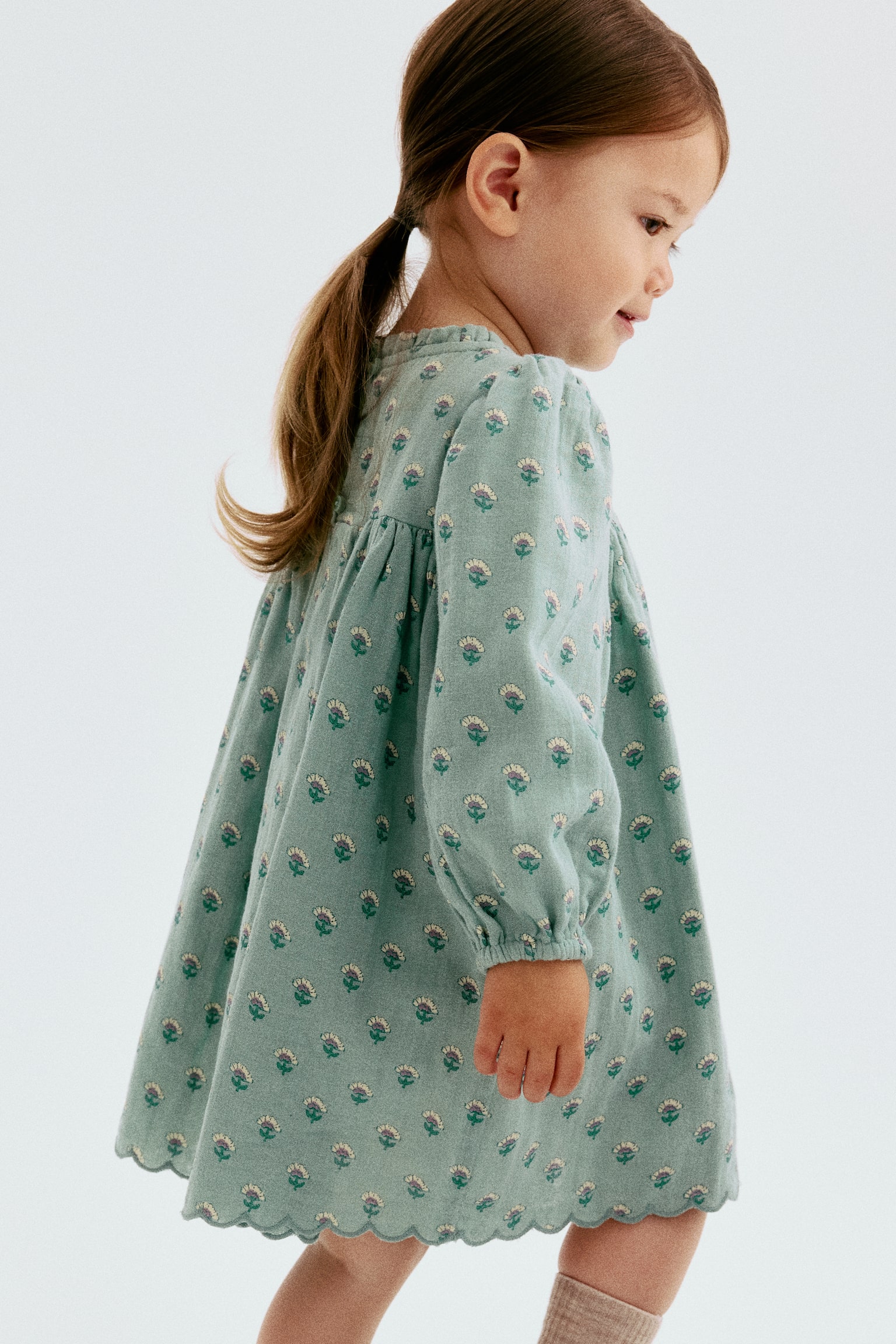 Cotton muslin dress - Light turquoise/Floral - 1