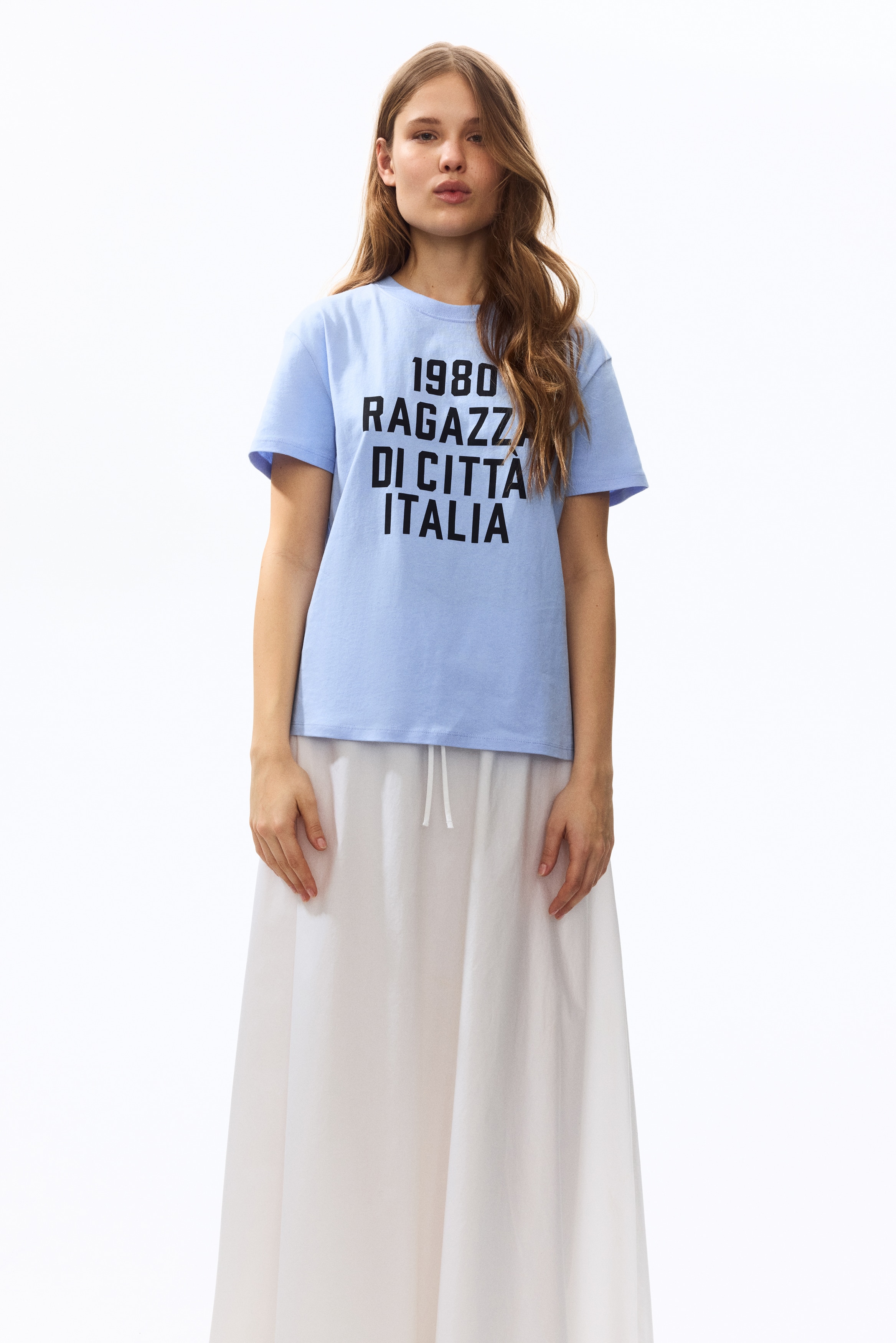 Printed T-shirt-Màu xanh dương nhạt/Ragazza