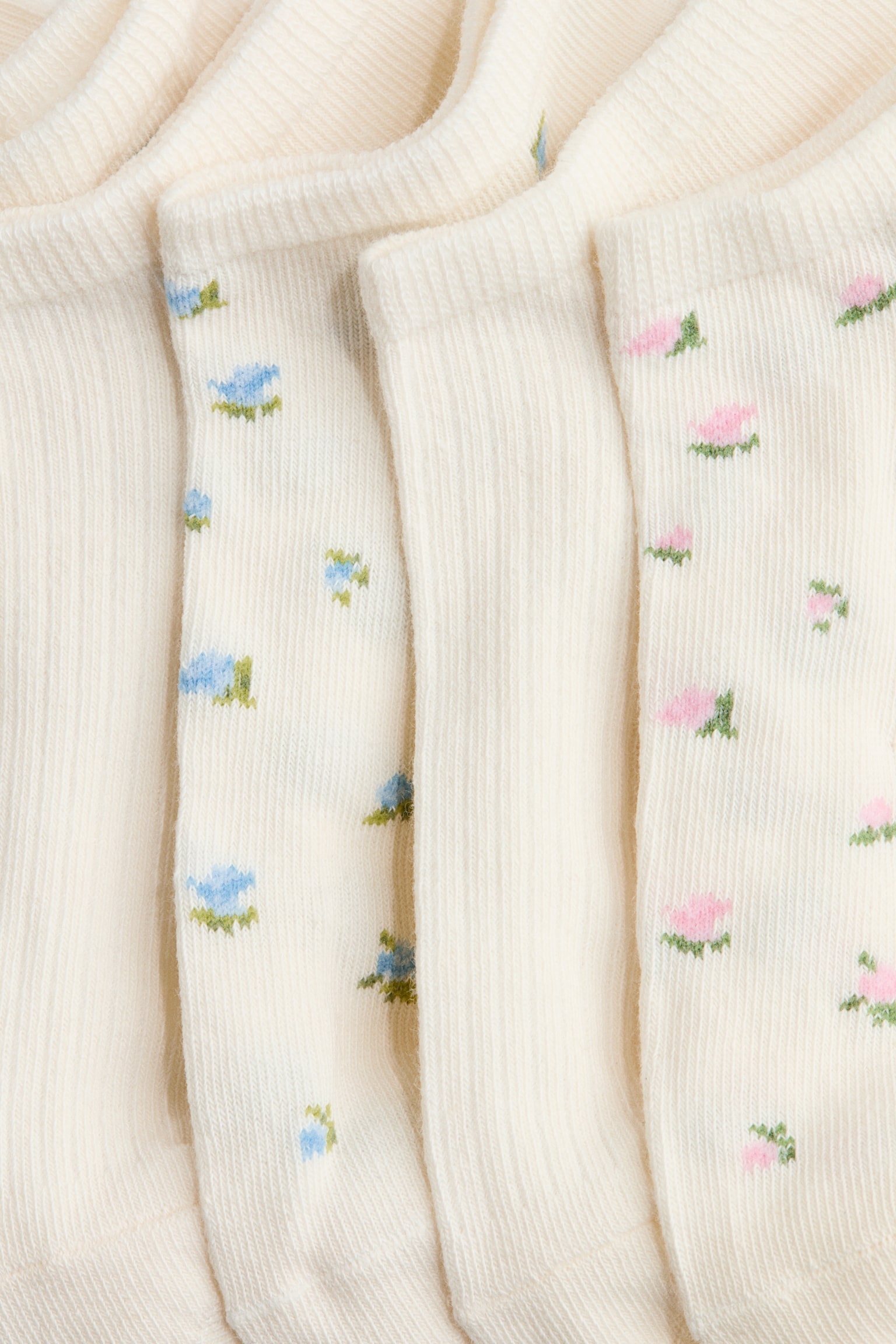 7-pack trainer socks - Cream/Floral/White/Ribbed/White/Light grey marl/White - 3