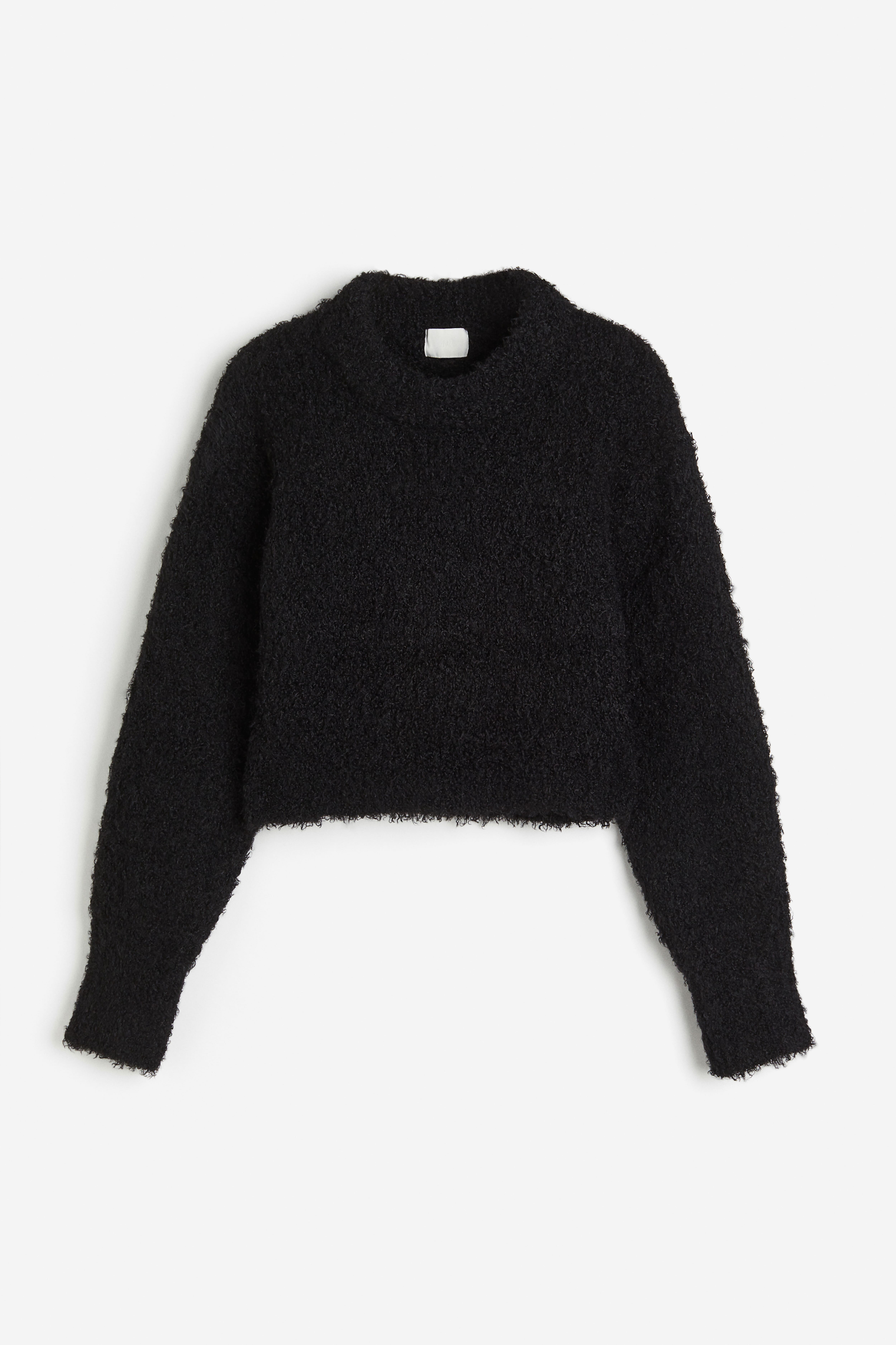 Fluffy knit jumper Black Ladies H M IE