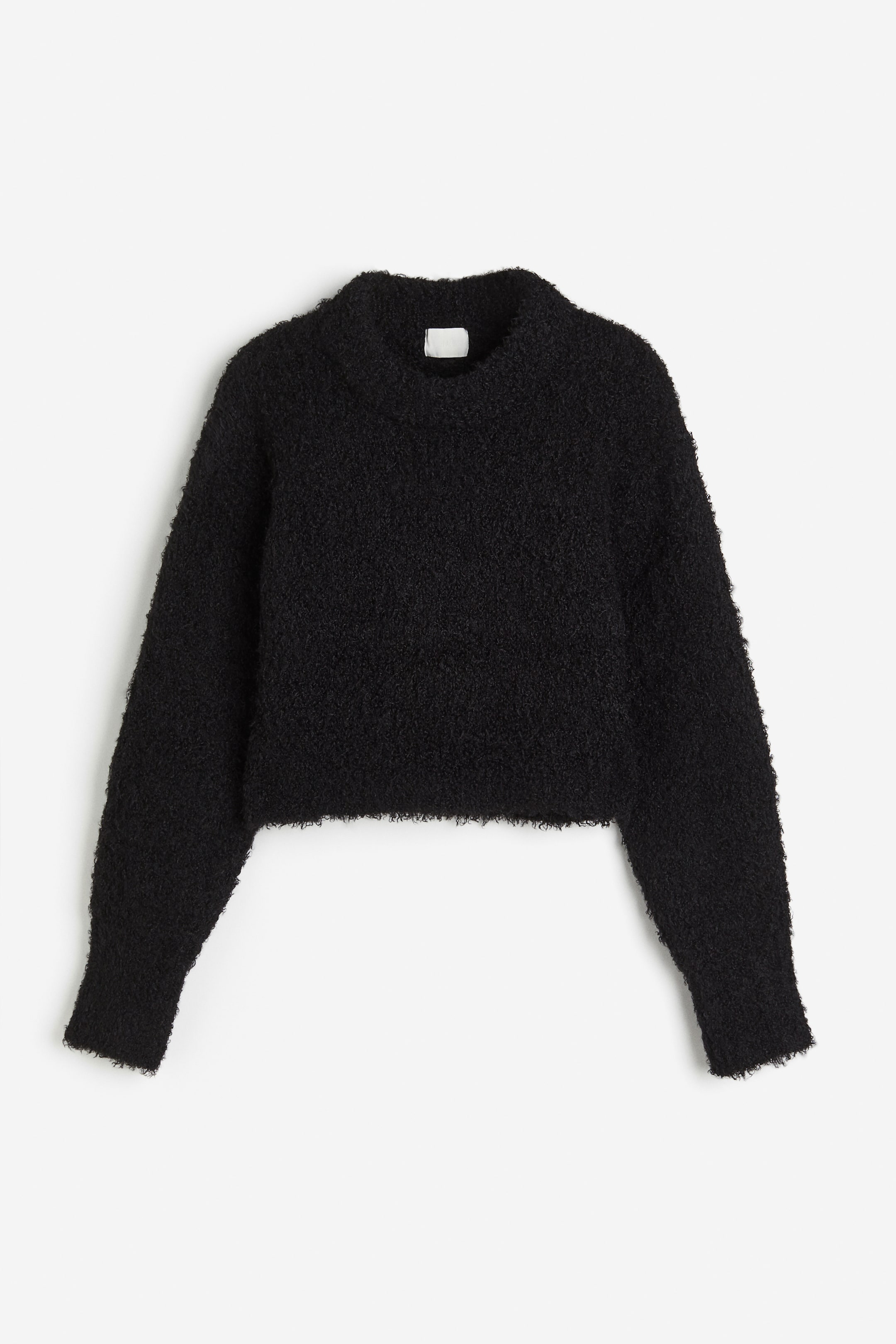 Fluffy-knit Sweater - Round Neck - Long sleeve - Black - Ladies | H&M US