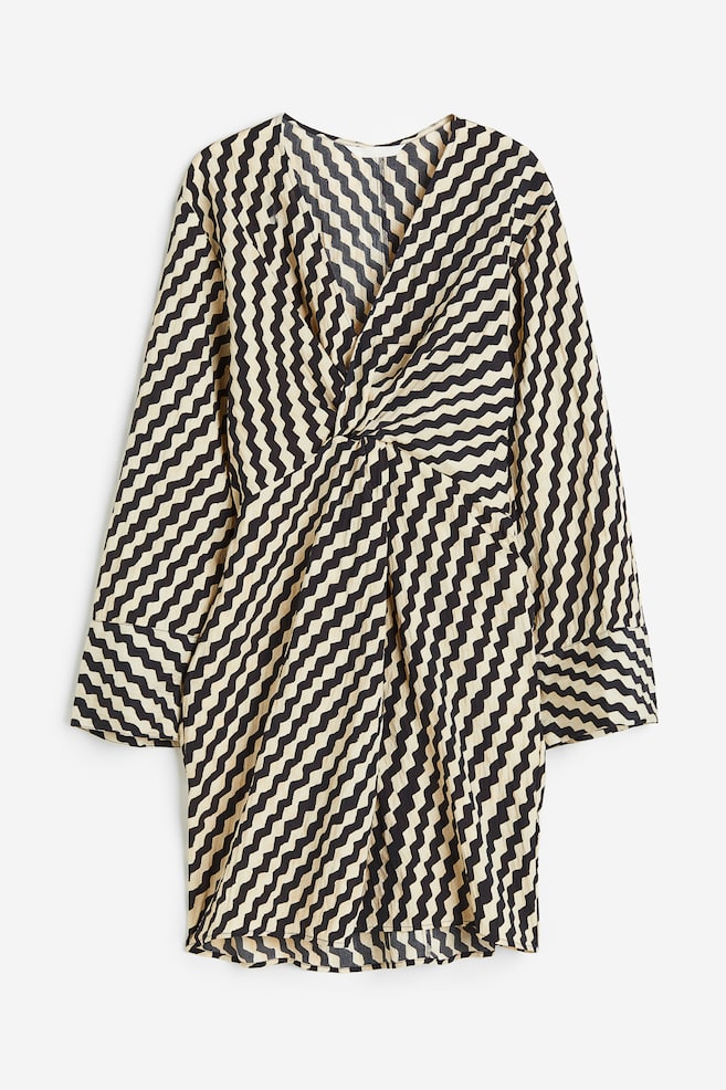 Robe en tissu texturé avec détail noué - Noir/motif - 1