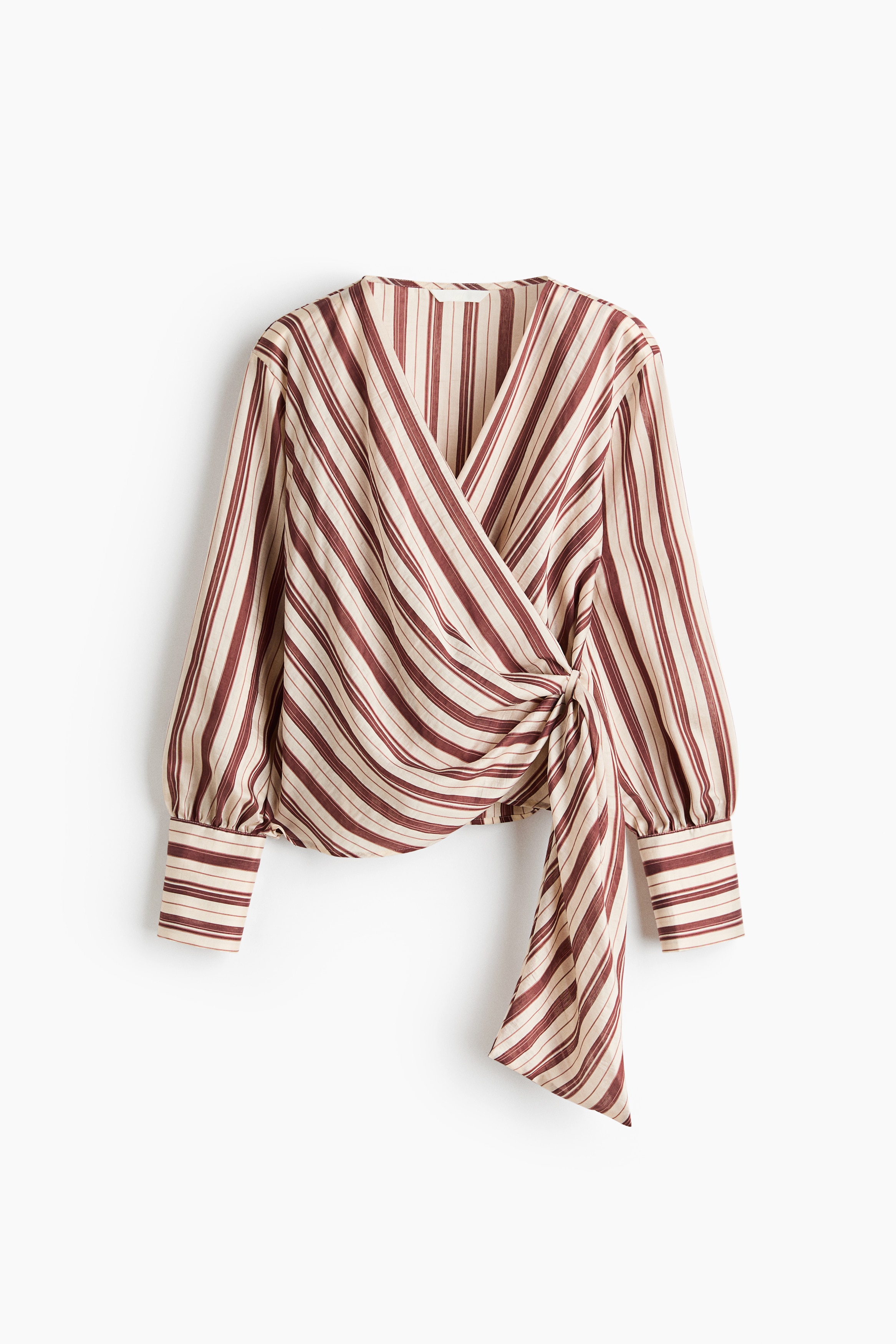 Wrap Blouse-Dark red/striped