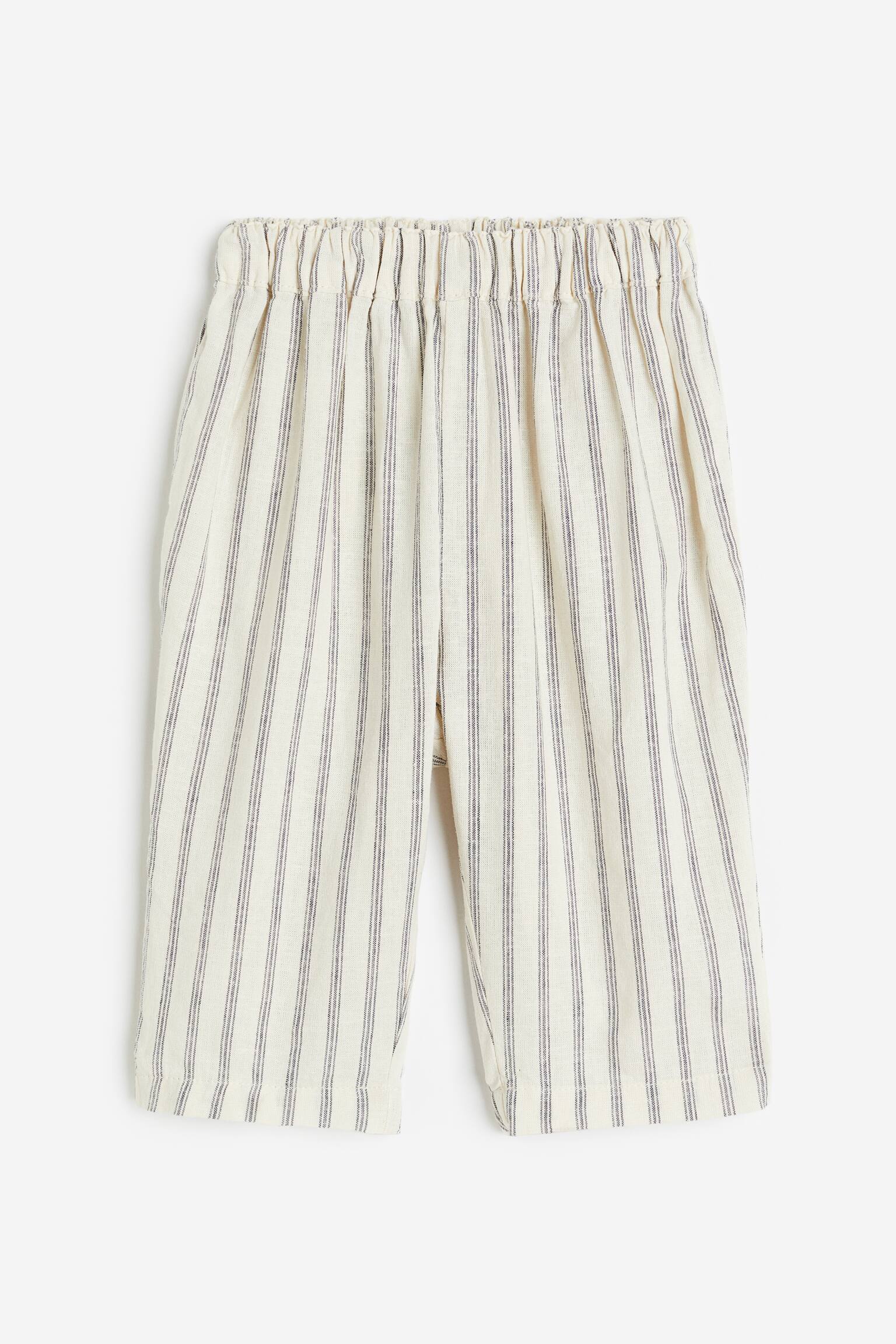 Linen Blend Pants - Light beige/Dark grey - 1