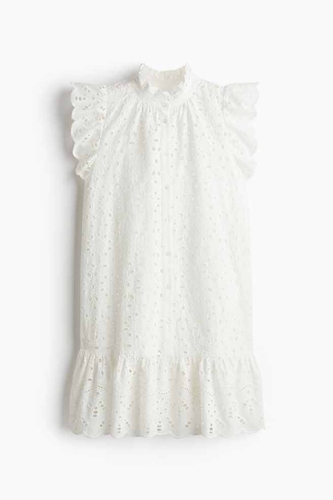Broderie anglaise dress - White/Light blue/Black/Light turquoise/Red - 1