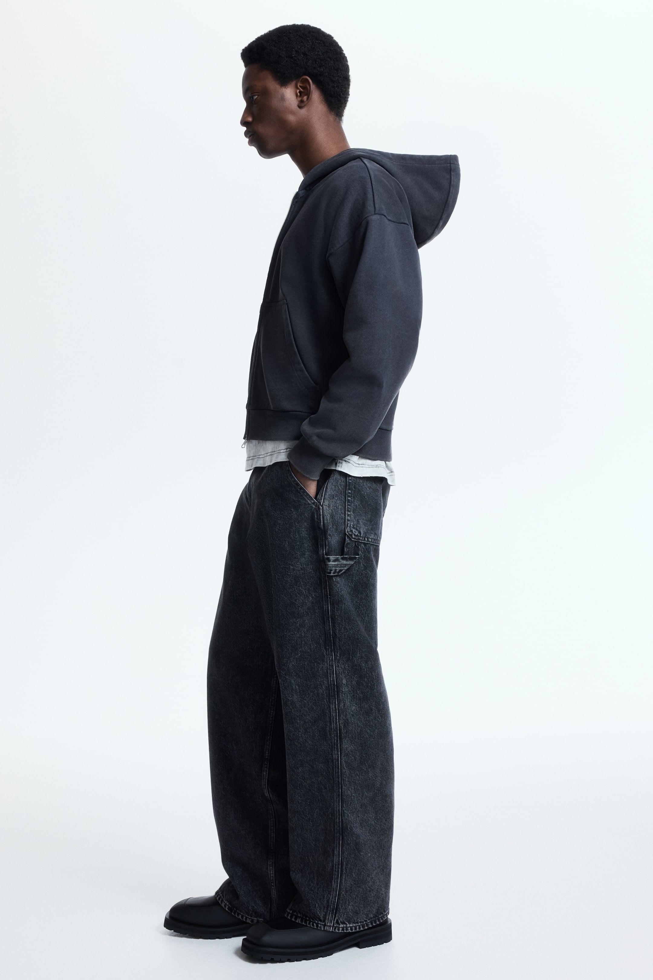 View larger image: Oversized Fit Zip-through hoodie - Dark grey - Men | H&M IN 4