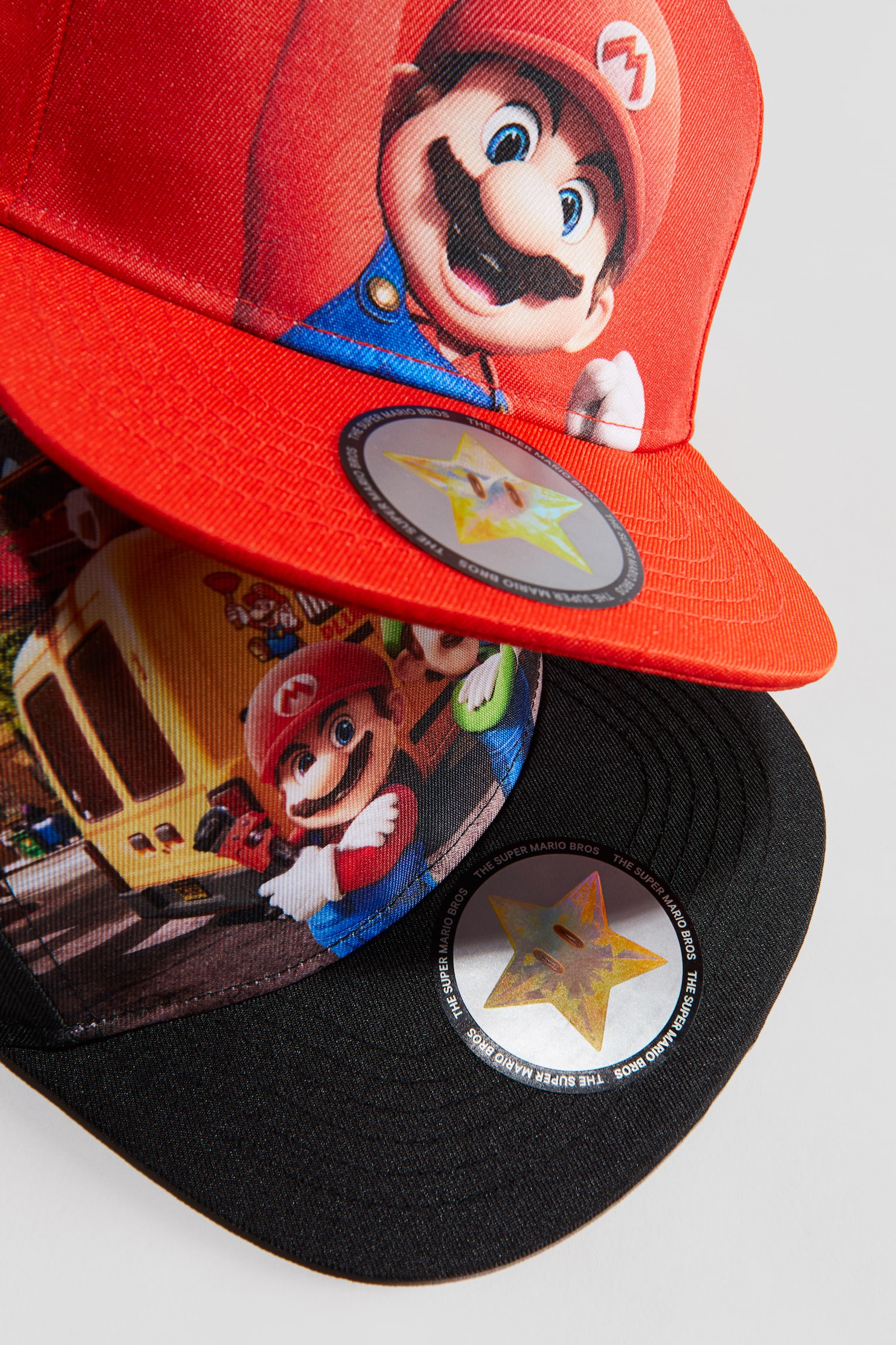 2-pack print-motif caps - Black/Super Mario - 2