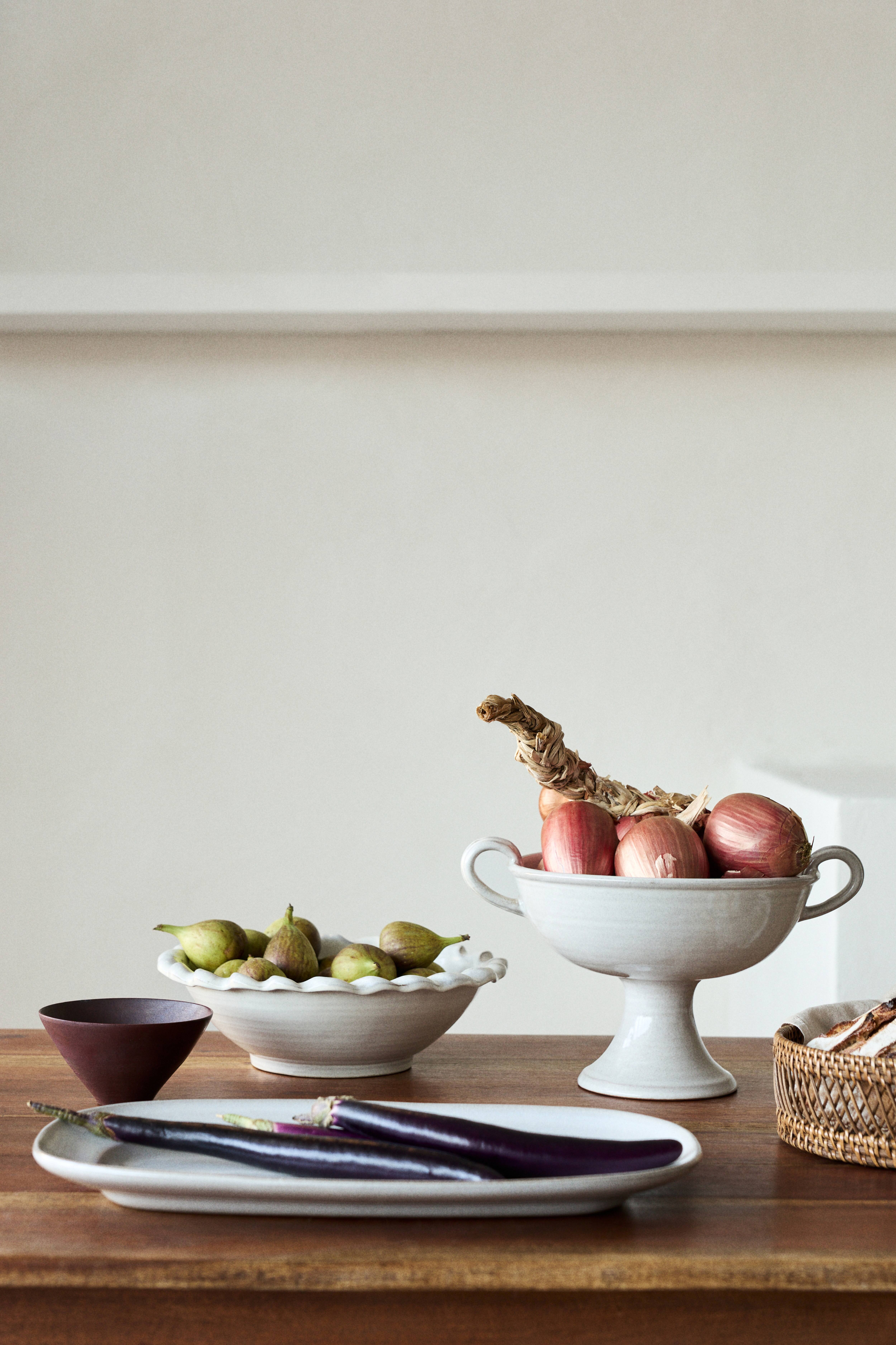 Footed Reactive-Glaze Serving Bowl