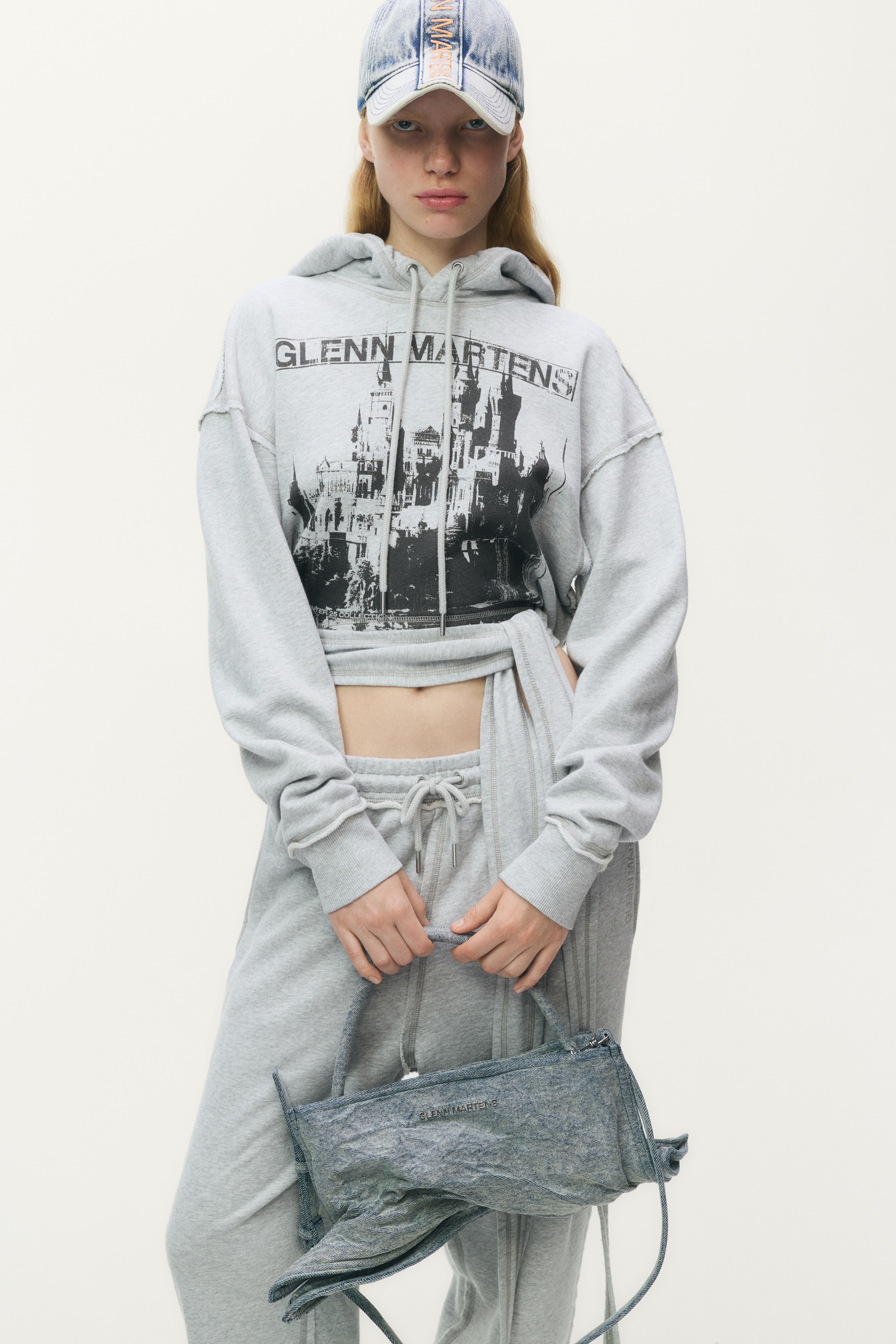 タイディテールプリントスウェットパーカ - ライトグレーメランジ