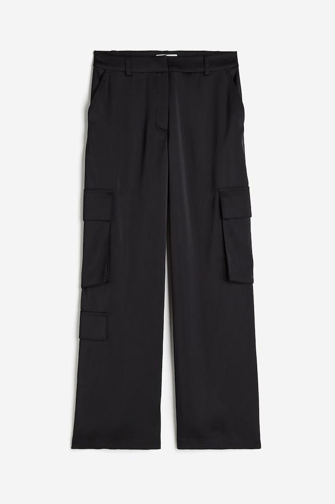 Satin cargo trousers - Black/Navy blue - 2