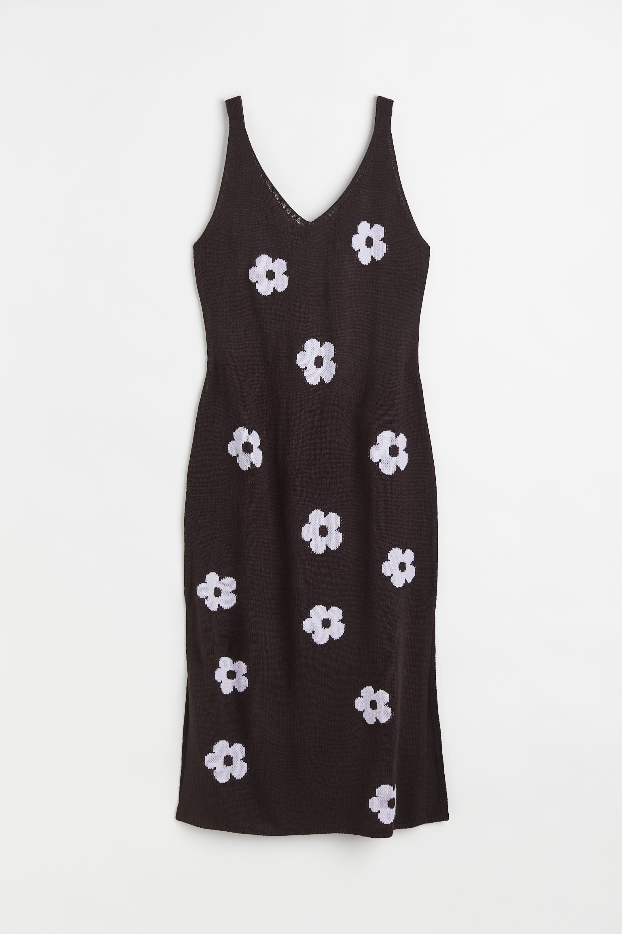 h&m flower knit dress Black/Flowers Fine-knit dress for kids