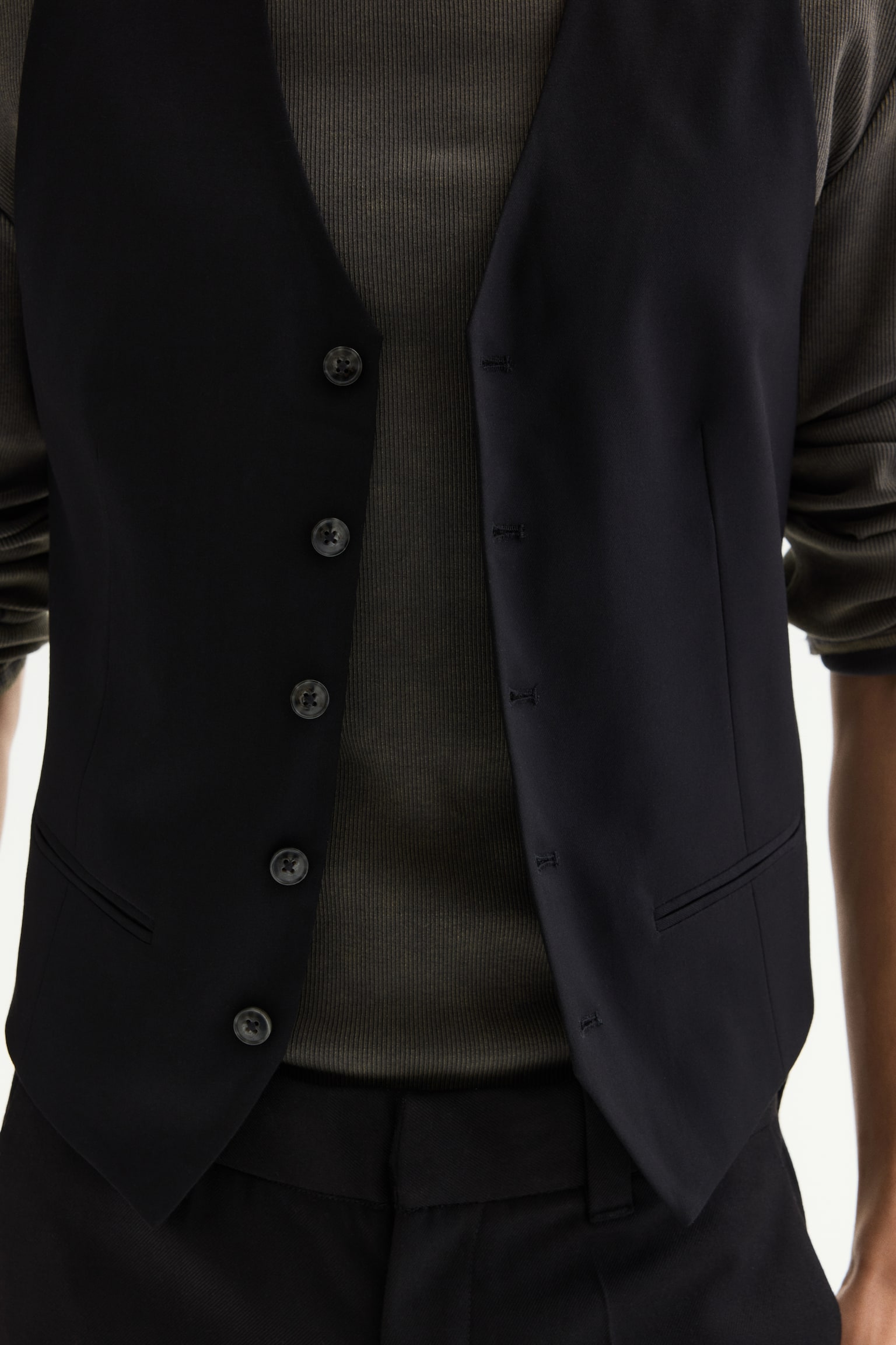 Мужской жилет H&M Slim-Fit Suit Vest, цвет: Чёрный — фото 3