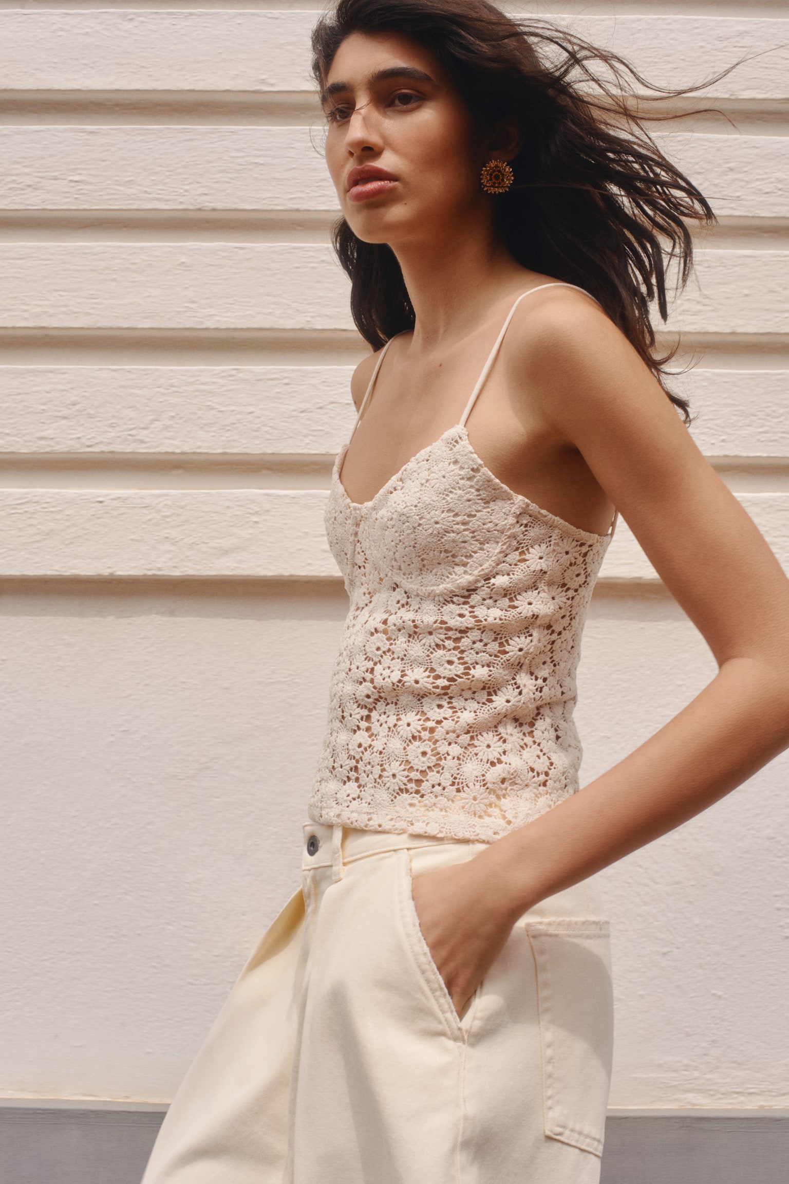 Crochet-look strappy top - 5
