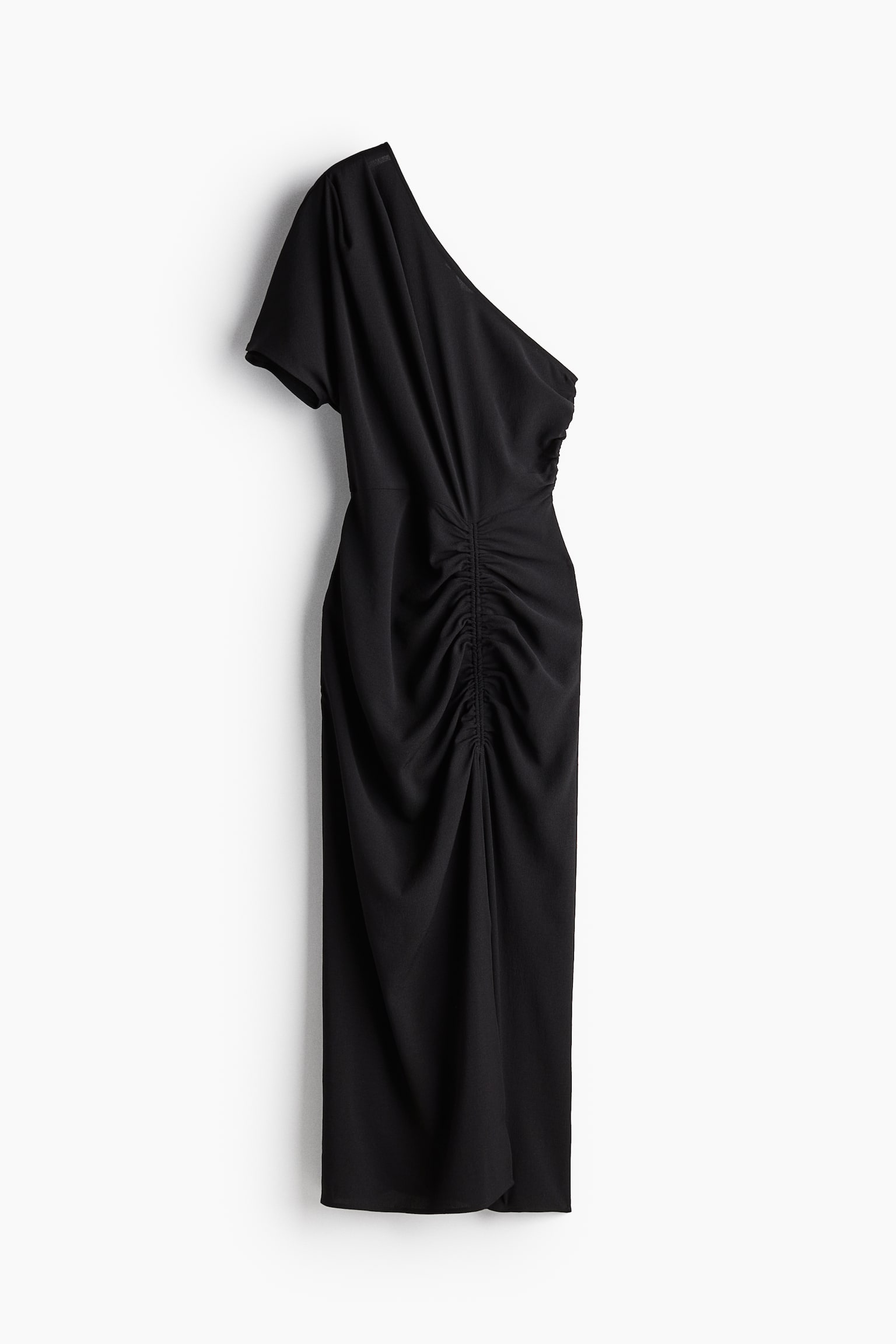 Draped One Shoulder Dress - Black/Navy blue/Dark green - 2