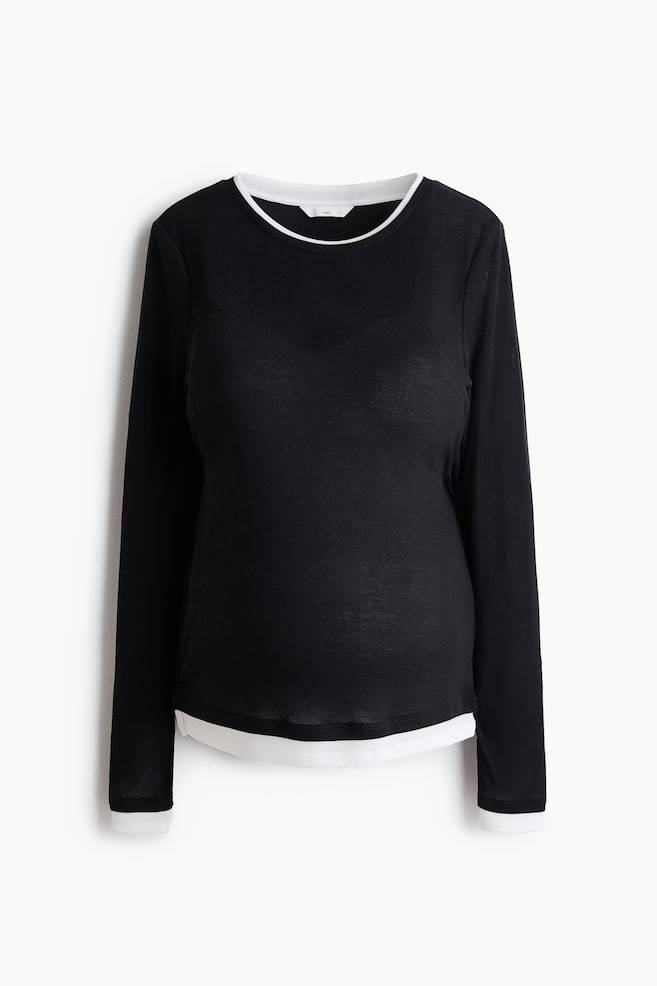 MAMA Tricot top met gelaagde look - Zwart - 1