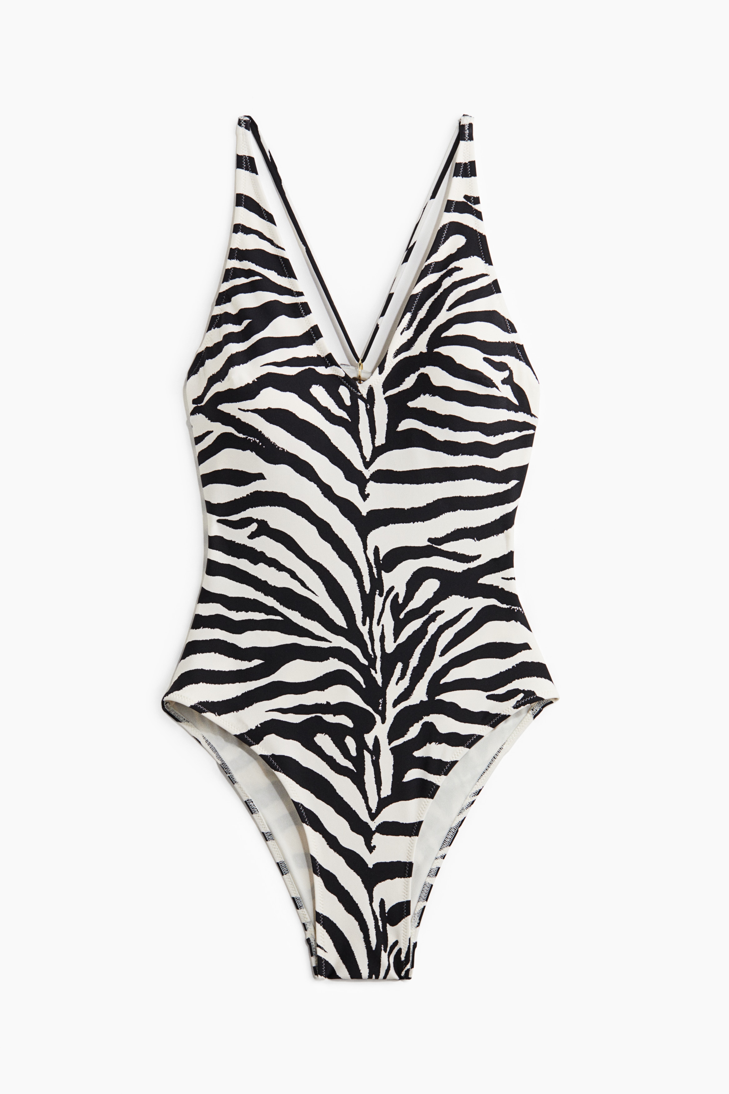 Ολόσωμο μαγιό με ενίσχυση και ανοιχτή πλάτη - Λευκό/μοτίβο ζέβρας/Μπορντό