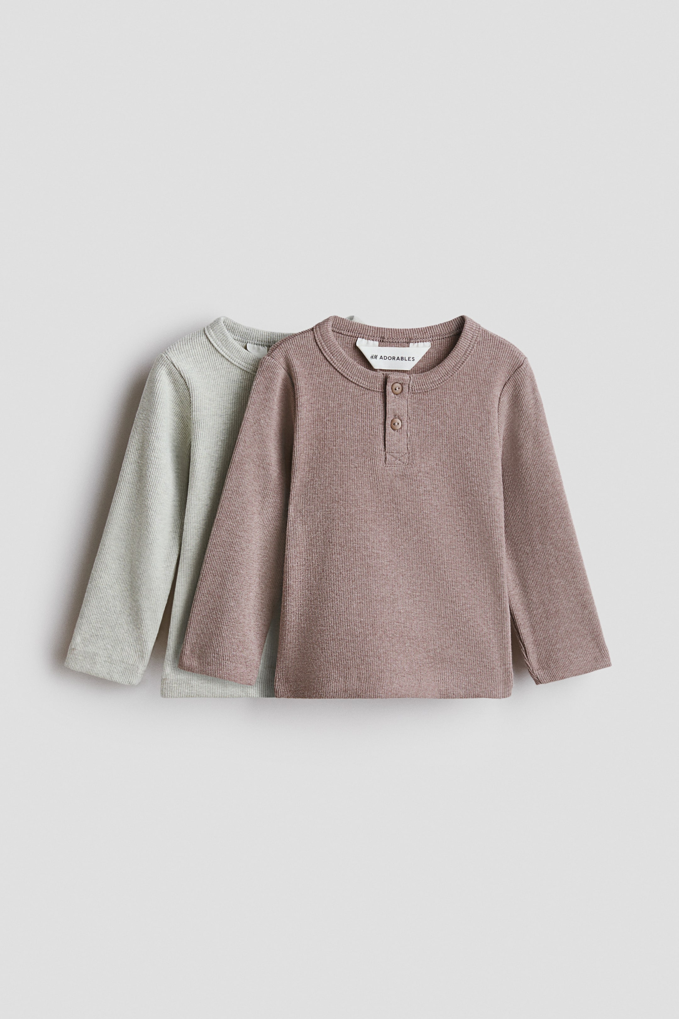 Se større billede: 2-pak bedstefartrøje i bomuld - Lysegrøn/Beige - BØRN | H&M DK 1