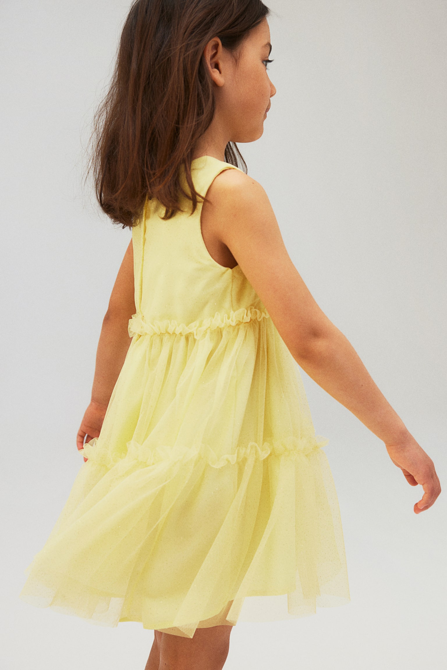 Frill-trimmed tulle dress - Light yellow/Pink - 3